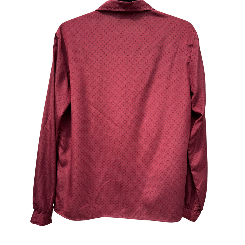 Nordstrom Town Square Vintage Red Patterned Button-Up Long Sleeve Top Womens 14