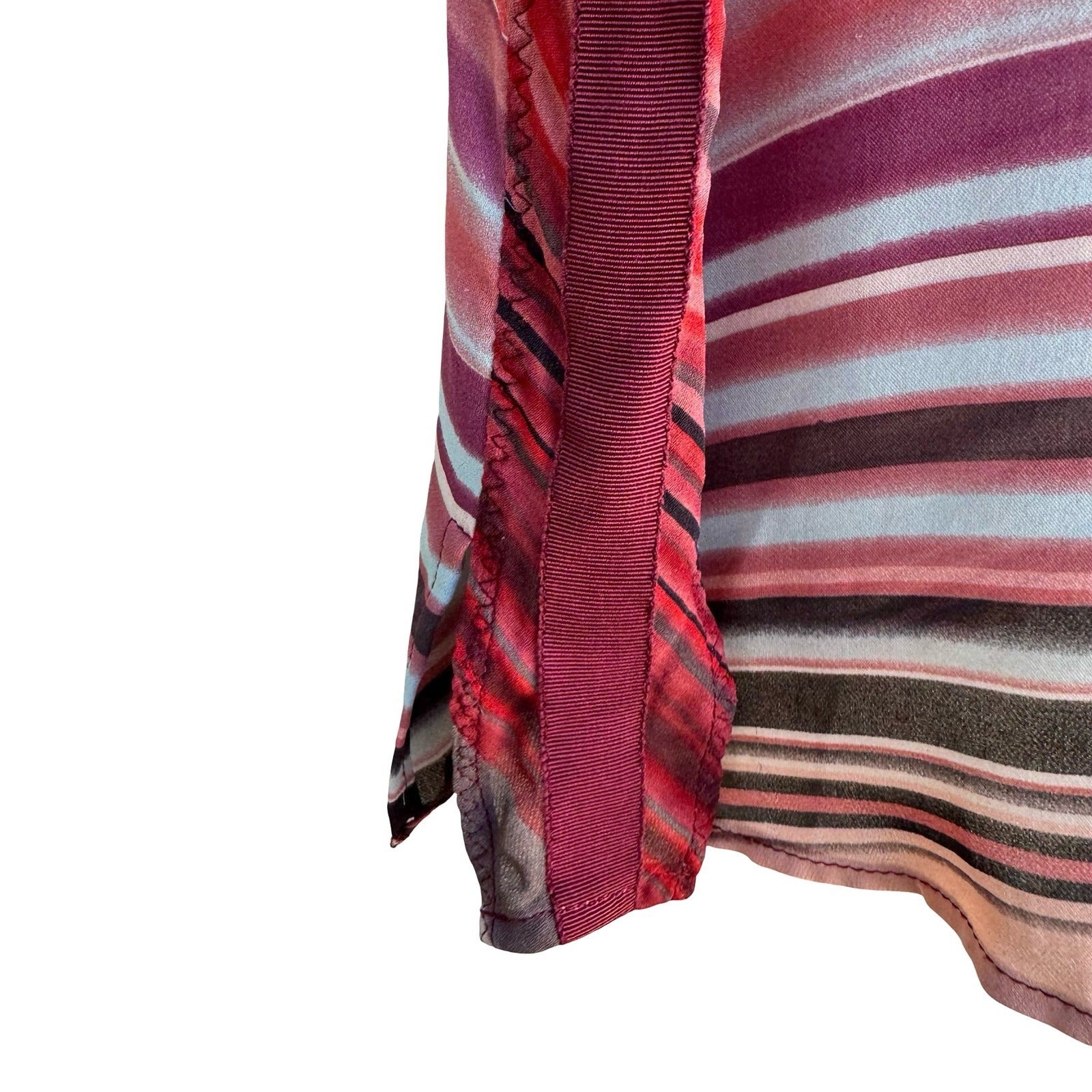 Michael Stars Silk Striped Luxury Designer Layering Tank Top Ribbon Trim Red XS