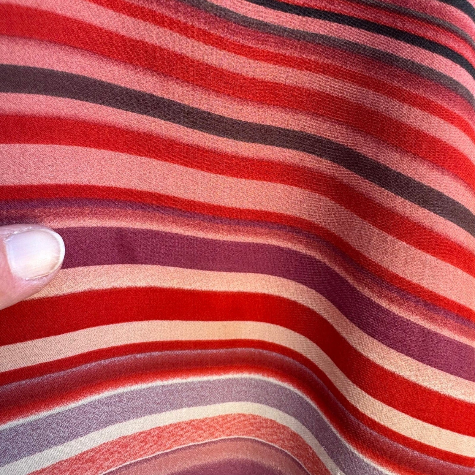 Michael Stars Silk Striped Luxury Designer Layering Tank Top Ribbon Trim Red XS