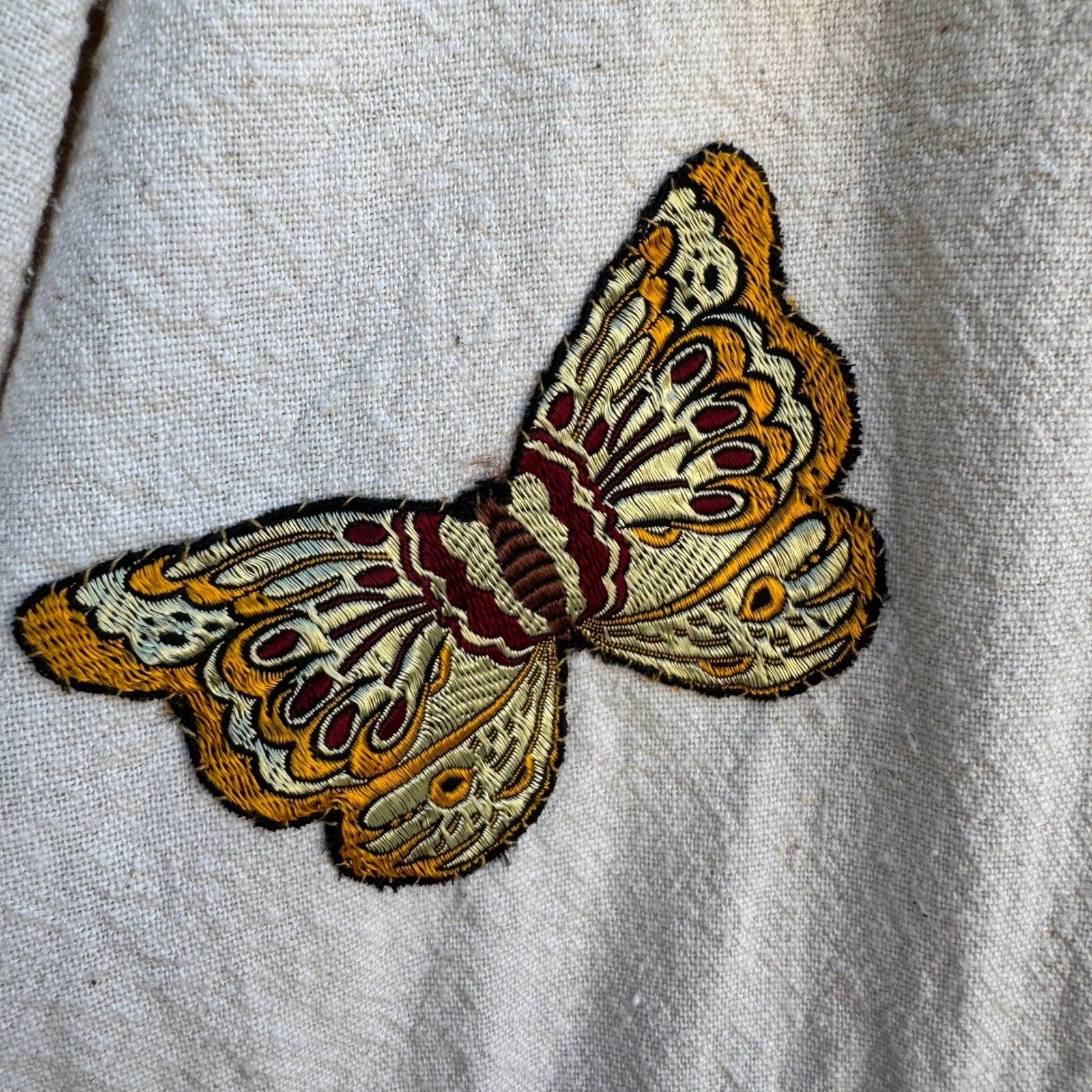 California Drawstrings Vintage 90s Boho Cotton Butterfly Embroidered Shirt Pants