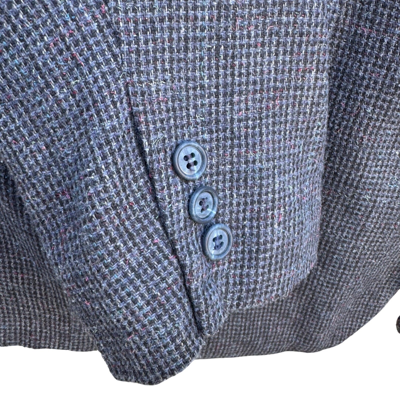 Jordache Vintage 80s Mens Grey Tweed Linen Wool Blend Blazer Sport Coat 44R
