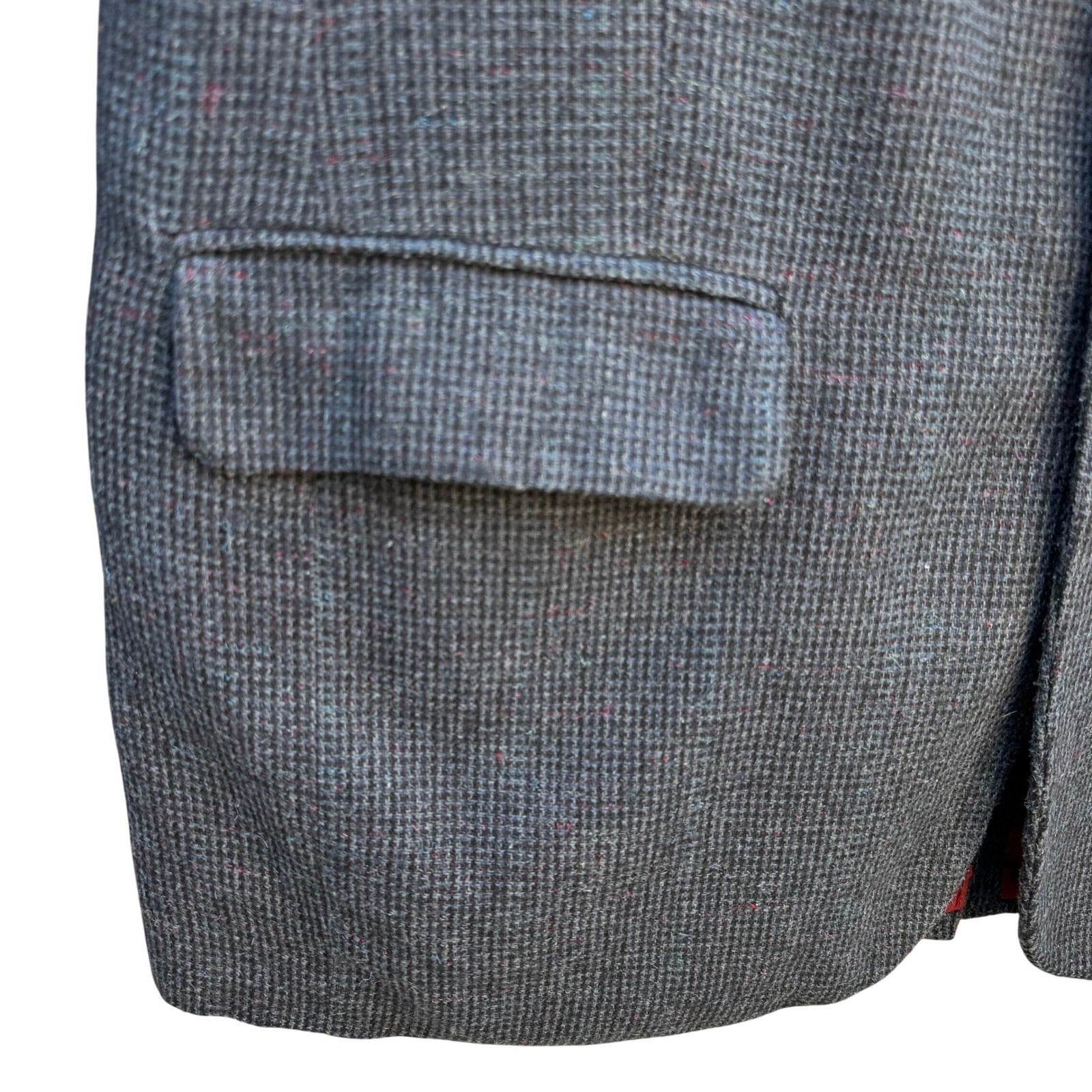 Jordache Vintage 80s Mens Grey Tweed Linen Wool Blend Blazer Sport Coat 44R