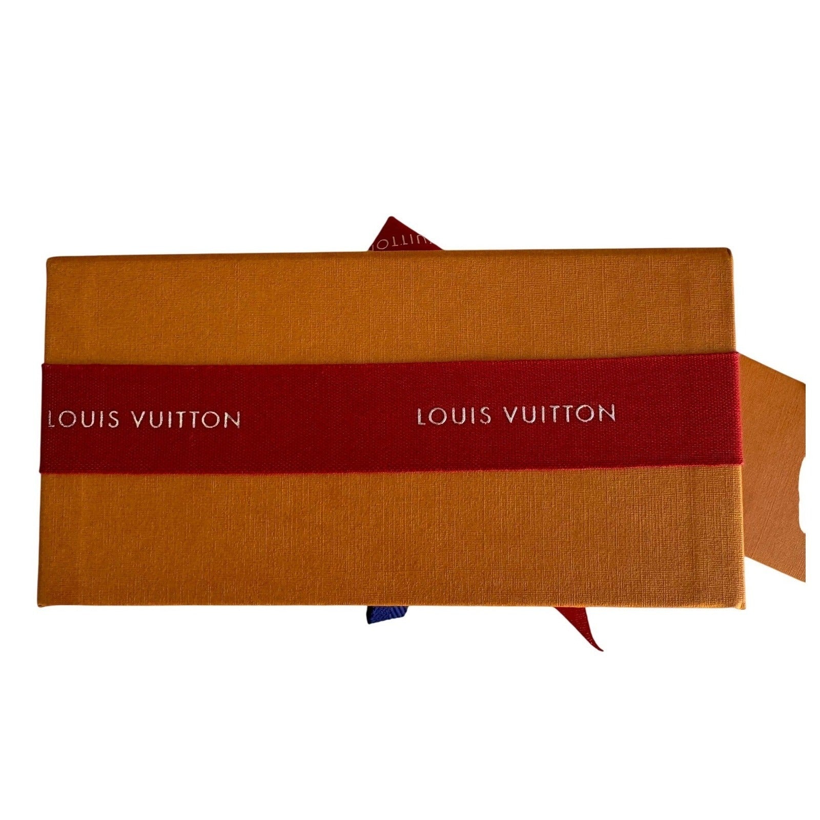 Louis Vuitton Orange Rectangle Drawer Gift Box Red Ribbon Card and Envelope Set