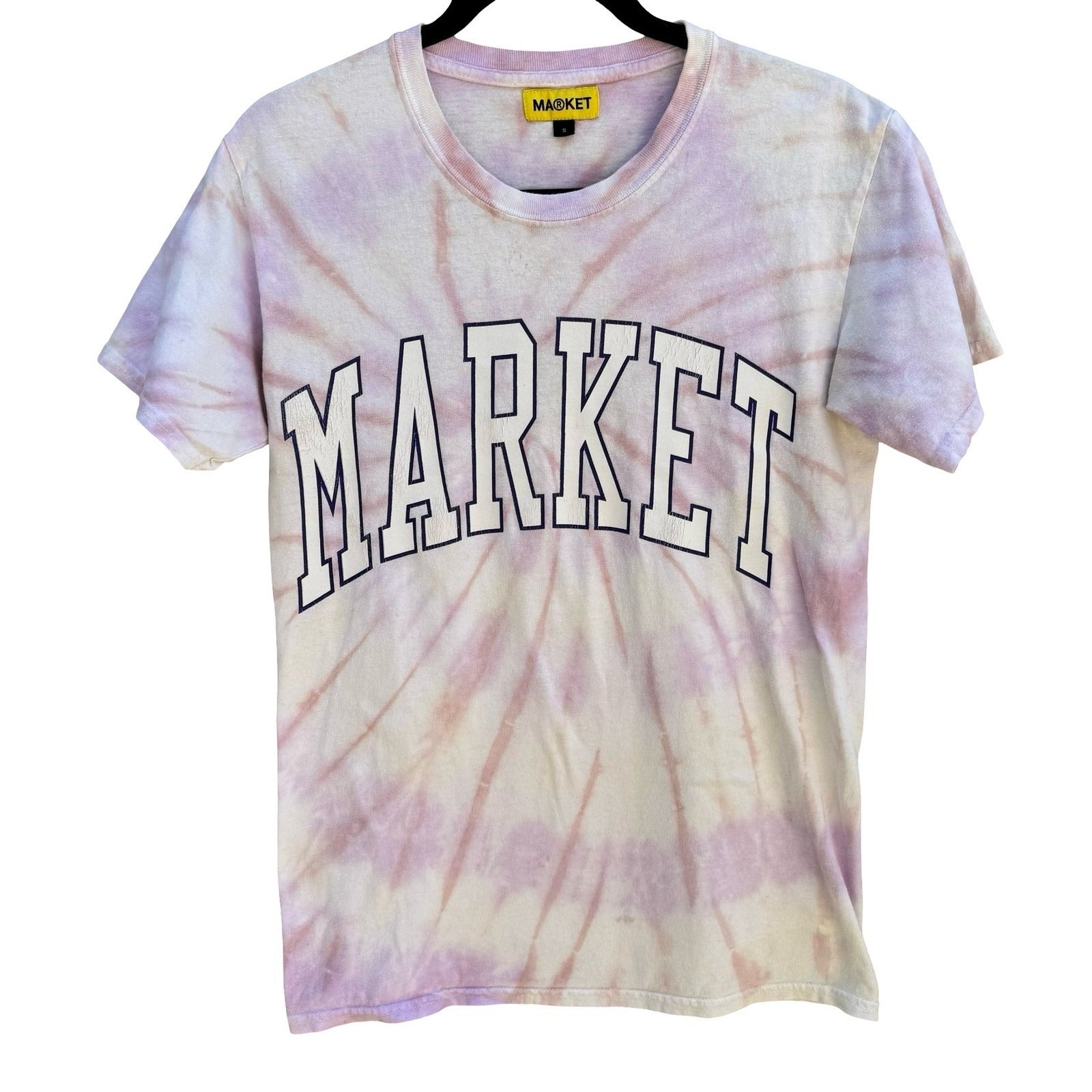 Market Tie Dye Varsity Arch Logo T-Shirt Skater Collegiate Streetwear Mens S
