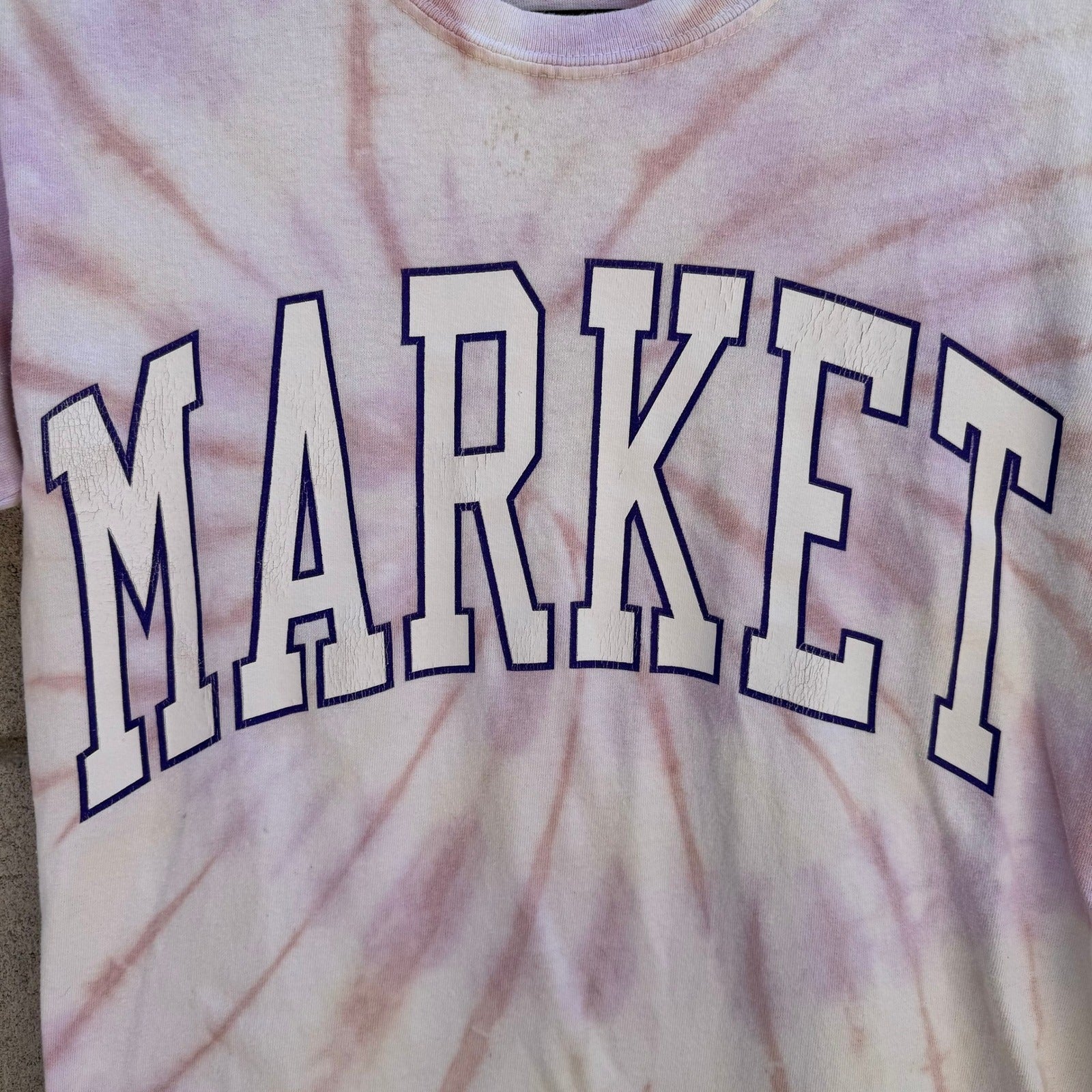 Market Tie Dye Varsity Arch Logo T-Shirt Skater Collegiate Streetwear Mens S