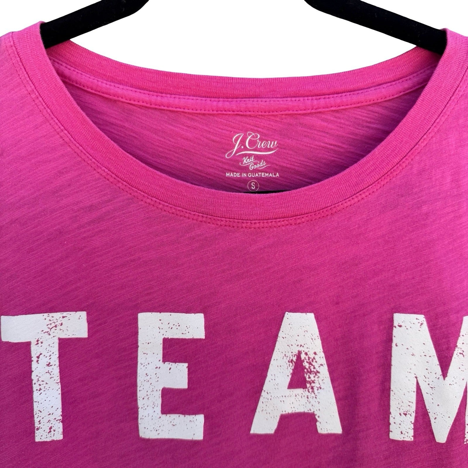 J. Crew Womens S Team Beach Graphic Shirt Pink Slub Cotton Coastal Barbiecore