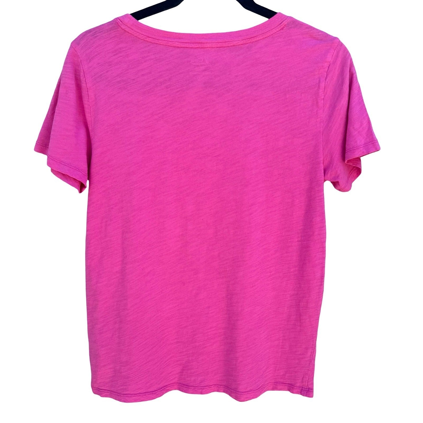 J. Crew Womens S Team Beach Graphic Shirt Pink Slub Cotton Coastal Barbiecore