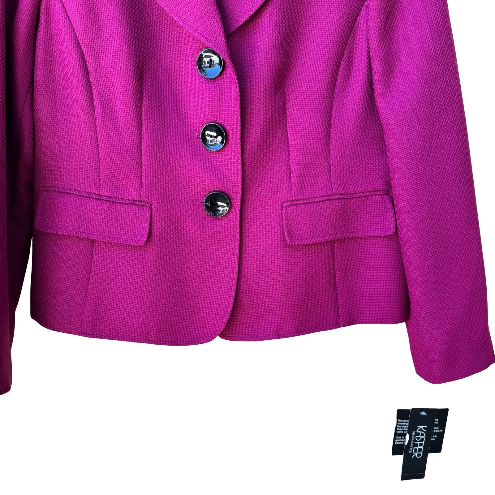 Kasper Raspberry Pink Textured Power Suit Professional Blazer Jacket 14 NEW