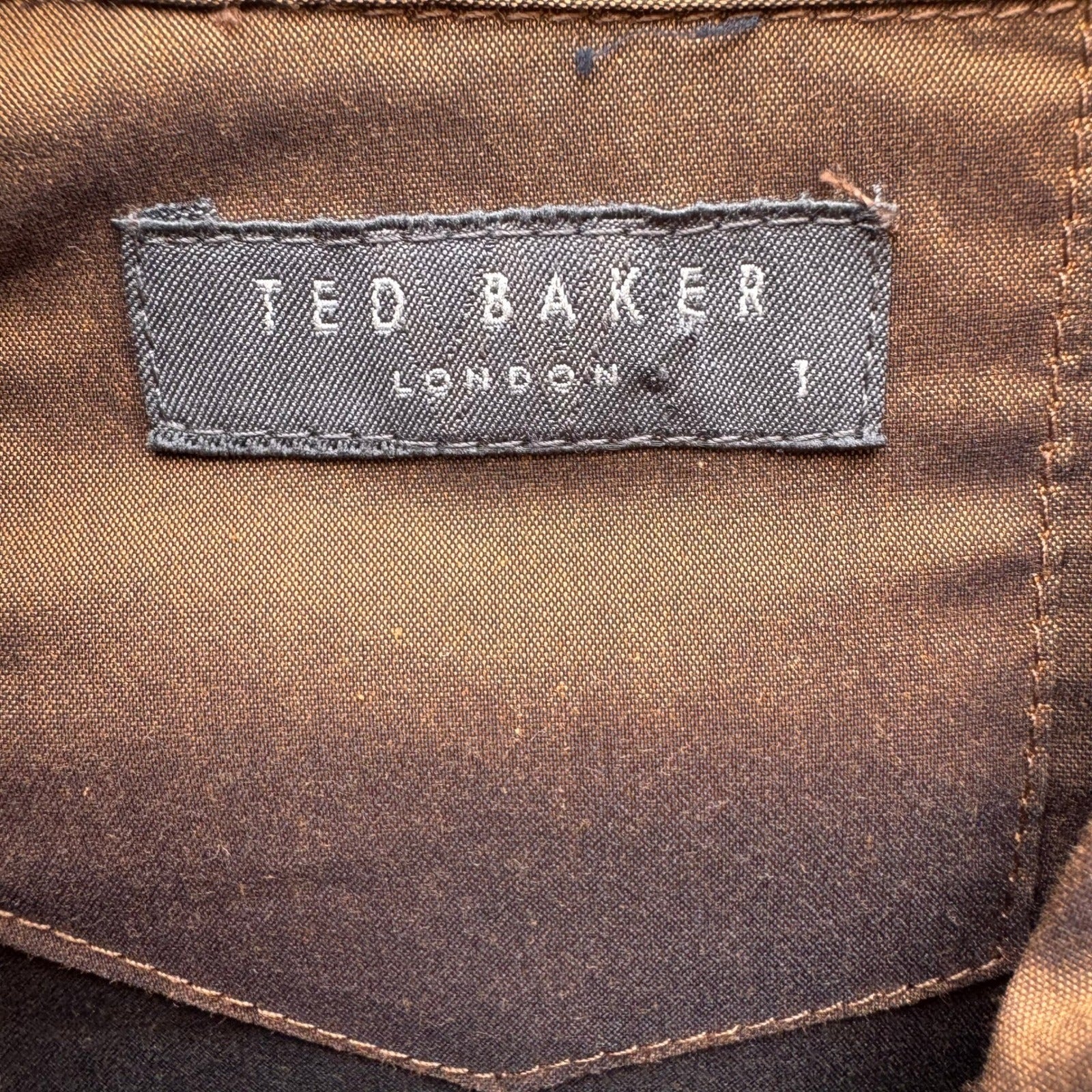 Ted Baker London Minimalist Brown Iridescent Hidden Button Shirt Tailored Chic S