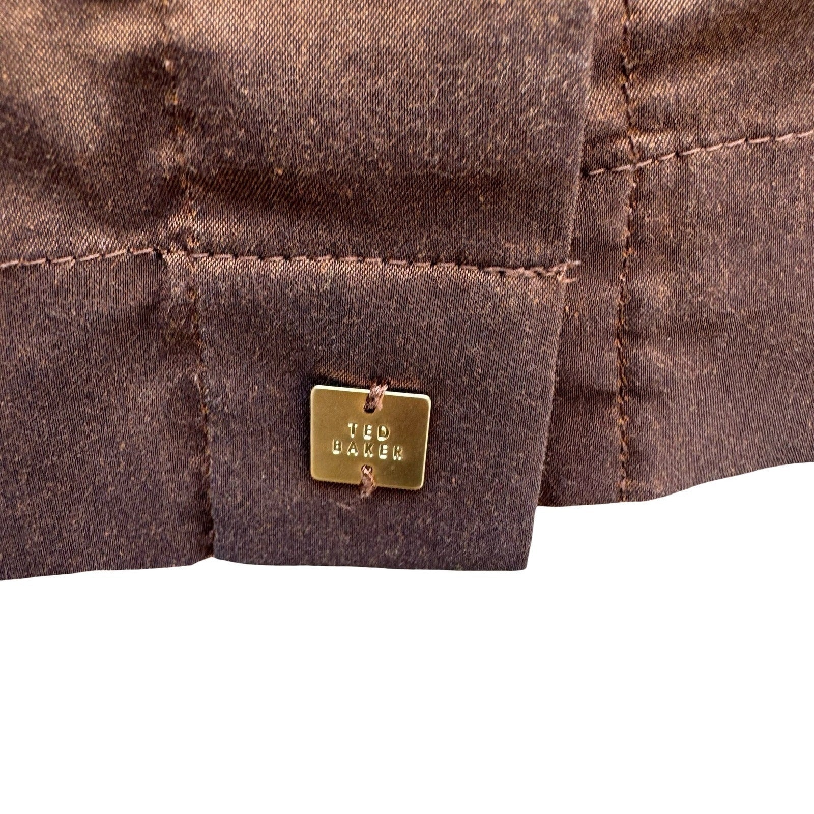 Ted Baker London Minimalist Brown Iridescent Hidden Button Shirt Tailored Chic S