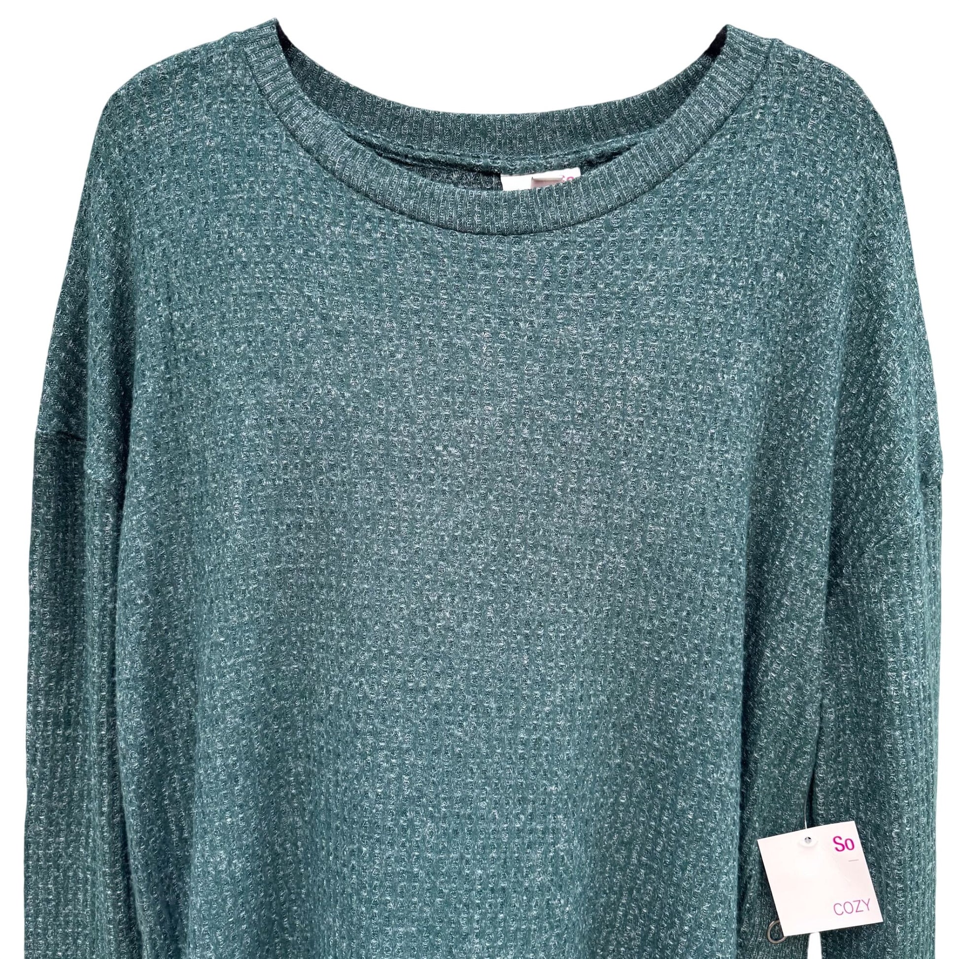 So Womens Moss Marl Knit Sweater XXL Cozy Pullover Long Sleeve Soft Casual New