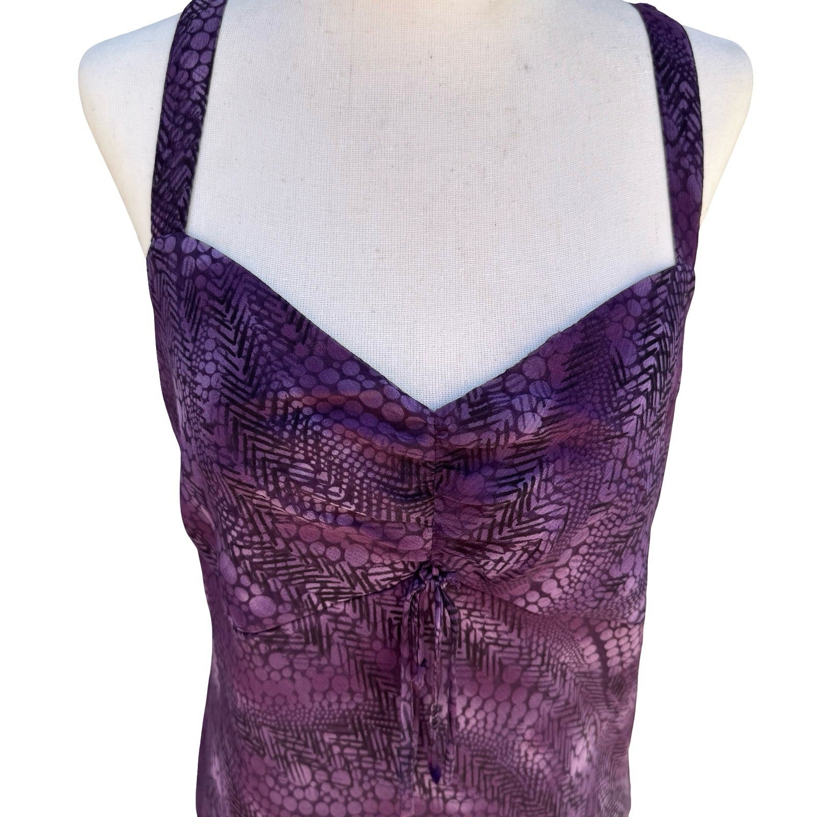 BIYAYCDA Y2K Purple Whimsigoth Snakeskin Tiered Midi Dress 10 Fairycore Romantic