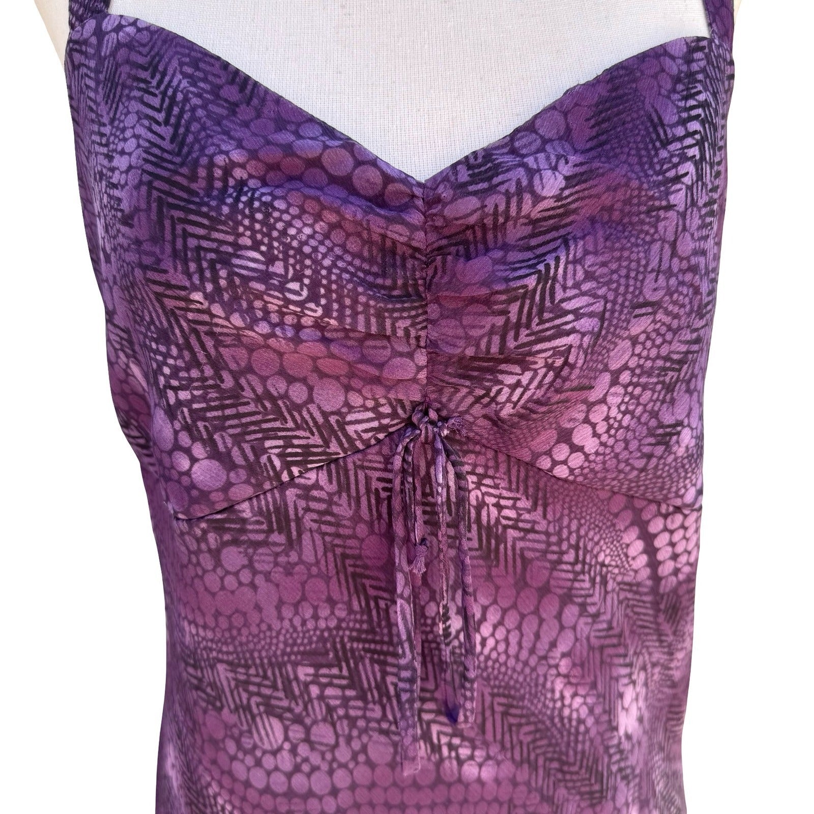 BIYAYCDA Y2K Purple Whimsigoth Snakeskin Tiered Midi Dress 10 Fairycore Romantic