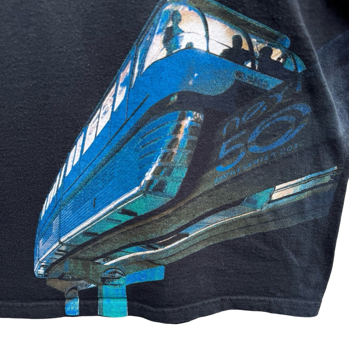 Gildan Seattle Center Next 50 Monorail Streetwear Graphic T-Shirt Black Mens L