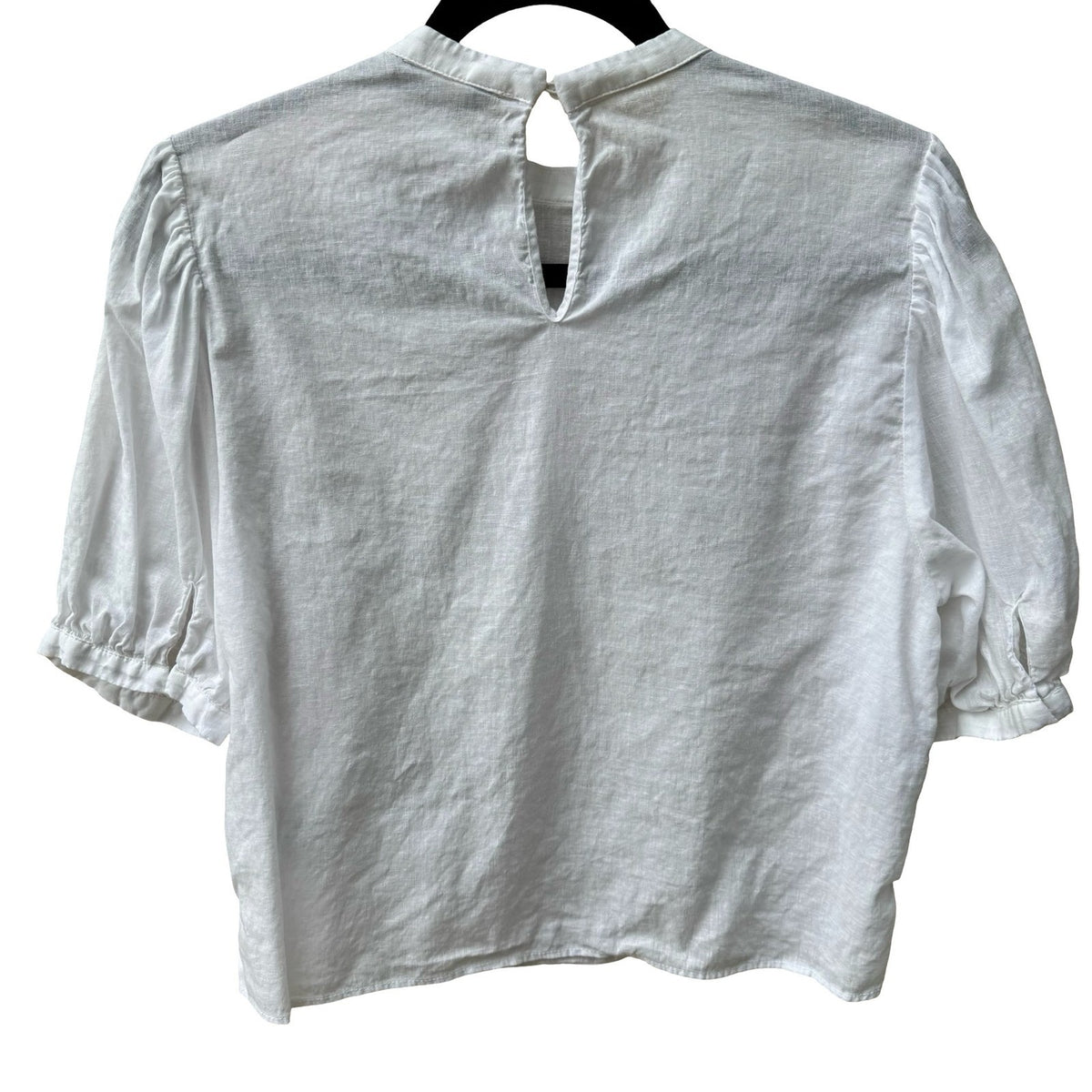 Zara Lace Trim Cotton Linen Military Victorian Regencycore Puff Sleeve Blouse L