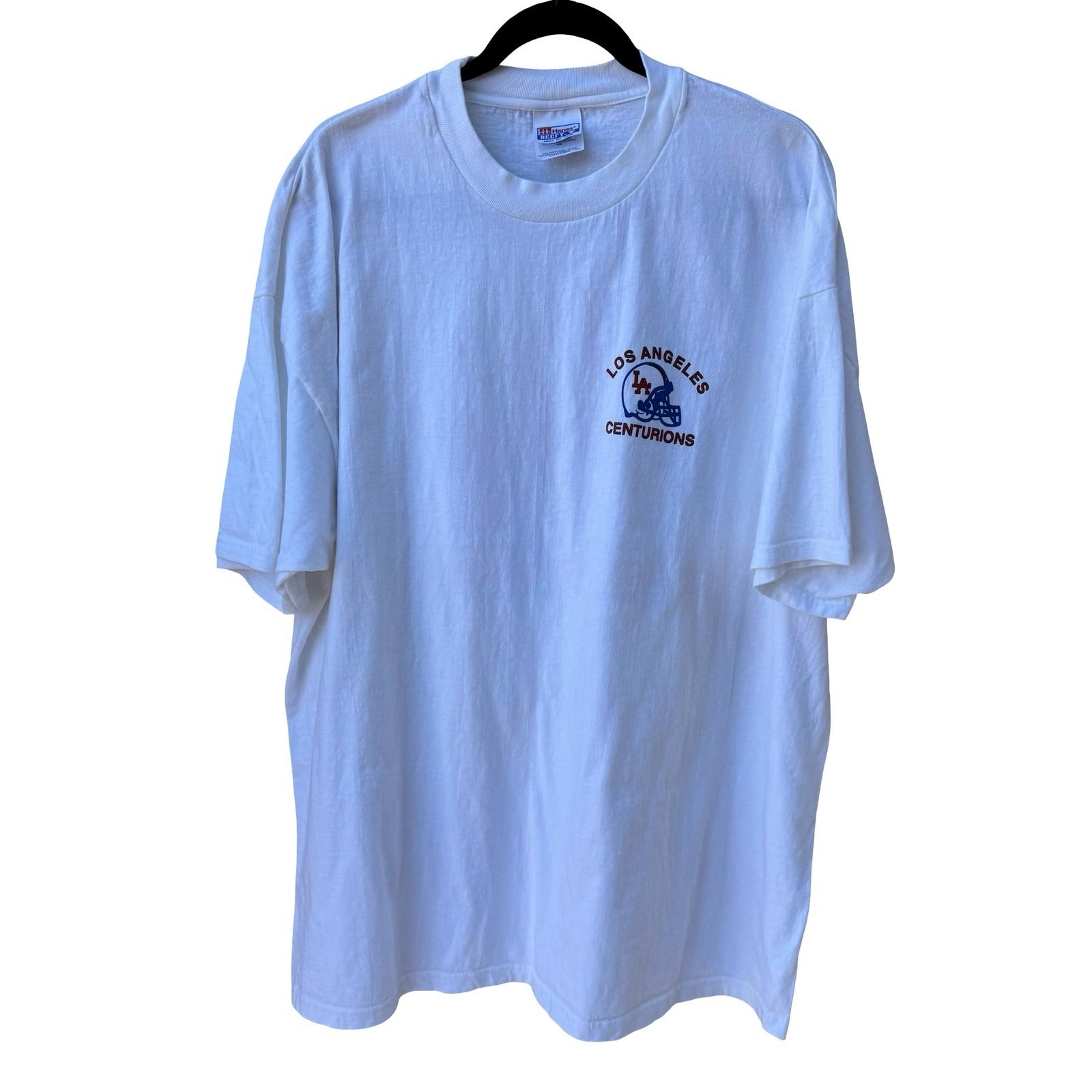 Hanes Beefy-T Vintage Los Angeles Centurions Football Graphic T-Shirt White XXL
