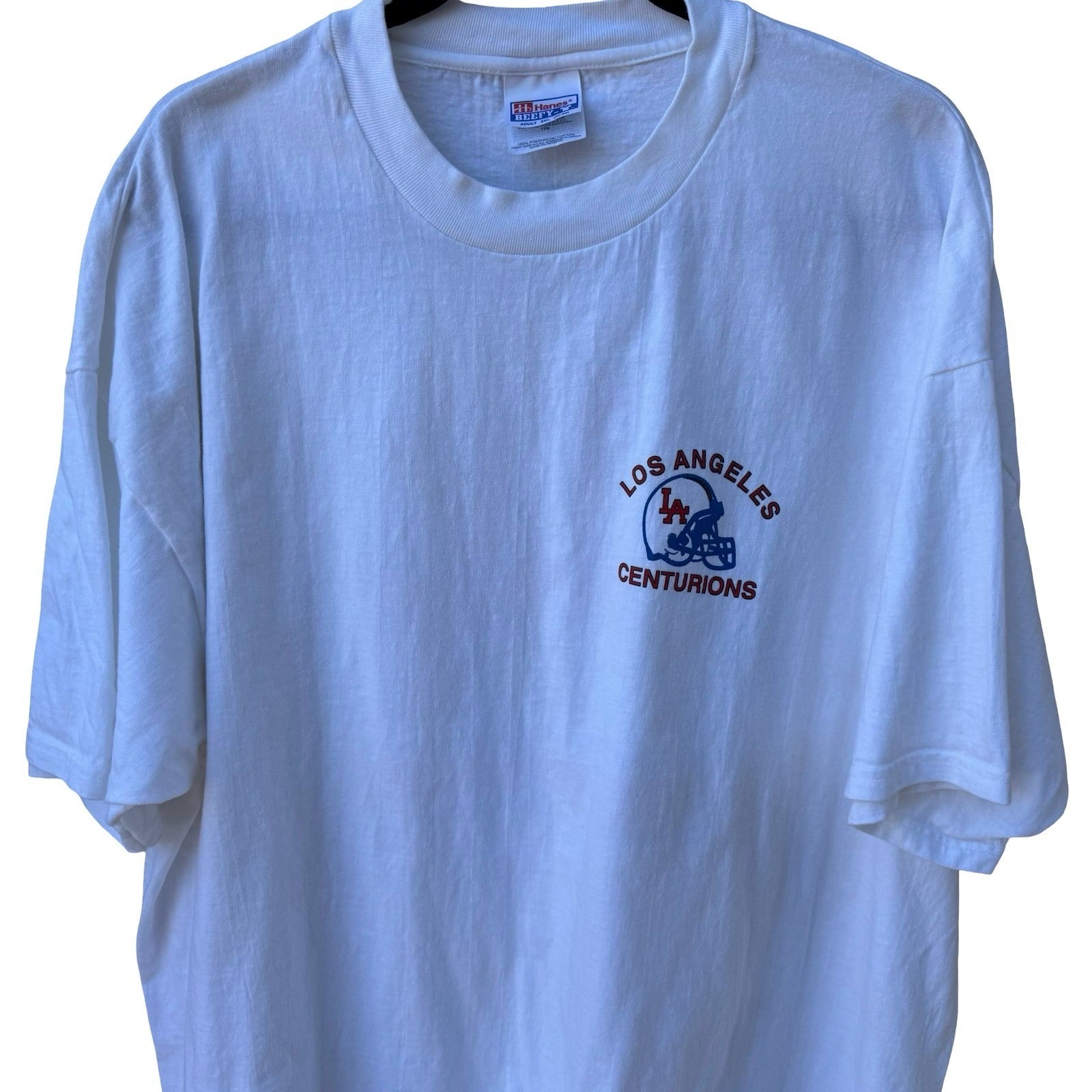 Hanes Beefy-T Vintage Los Angeles Centurions Football Graphic T-Shirt White XXL