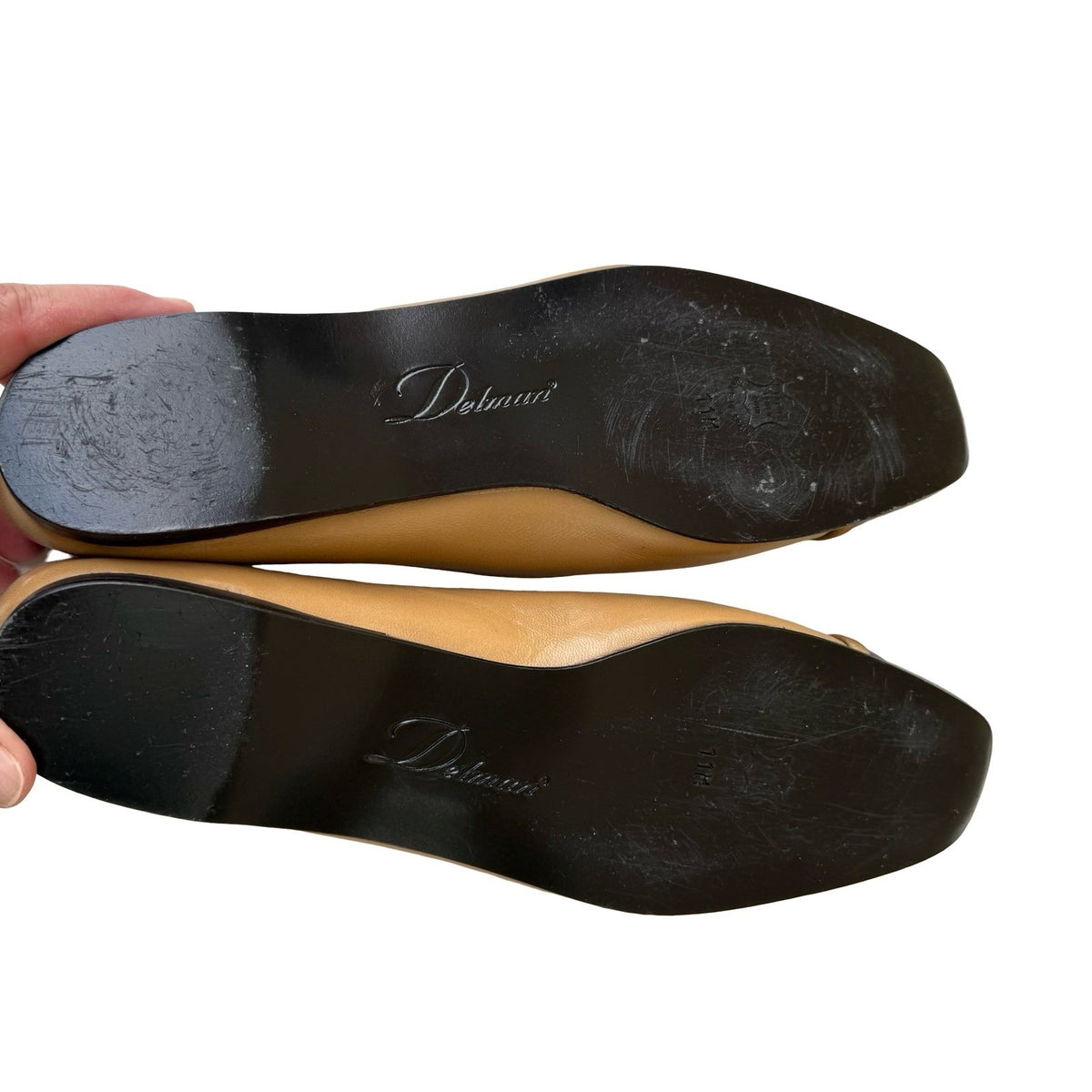 Delman Vintage Cap Toe Quilted Insole Parisian Ballet Flats Tan Black Womens 11M