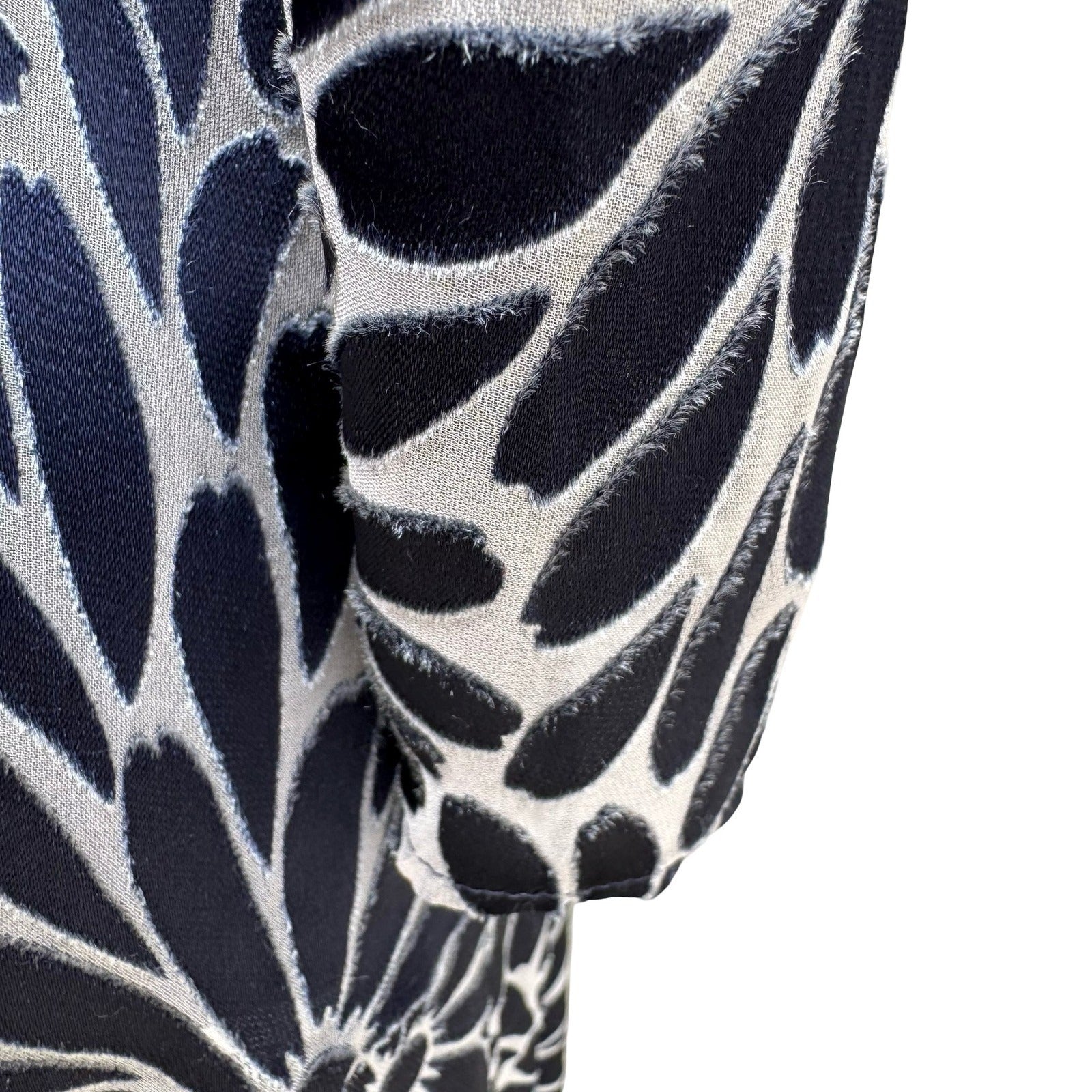 Rebecca Taylor Navy Blue Silver Floral Burnout Velvet Silk Mini Dress Size 2