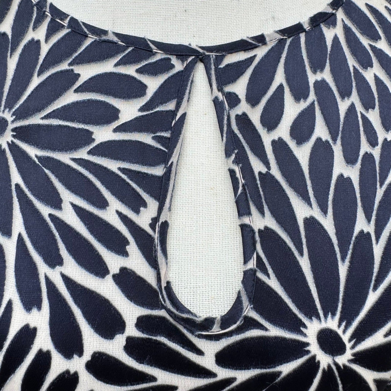 Rebecca Taylor Navy Blue Silver Floral Burnout Velvet Silk Mini Dress Size 2