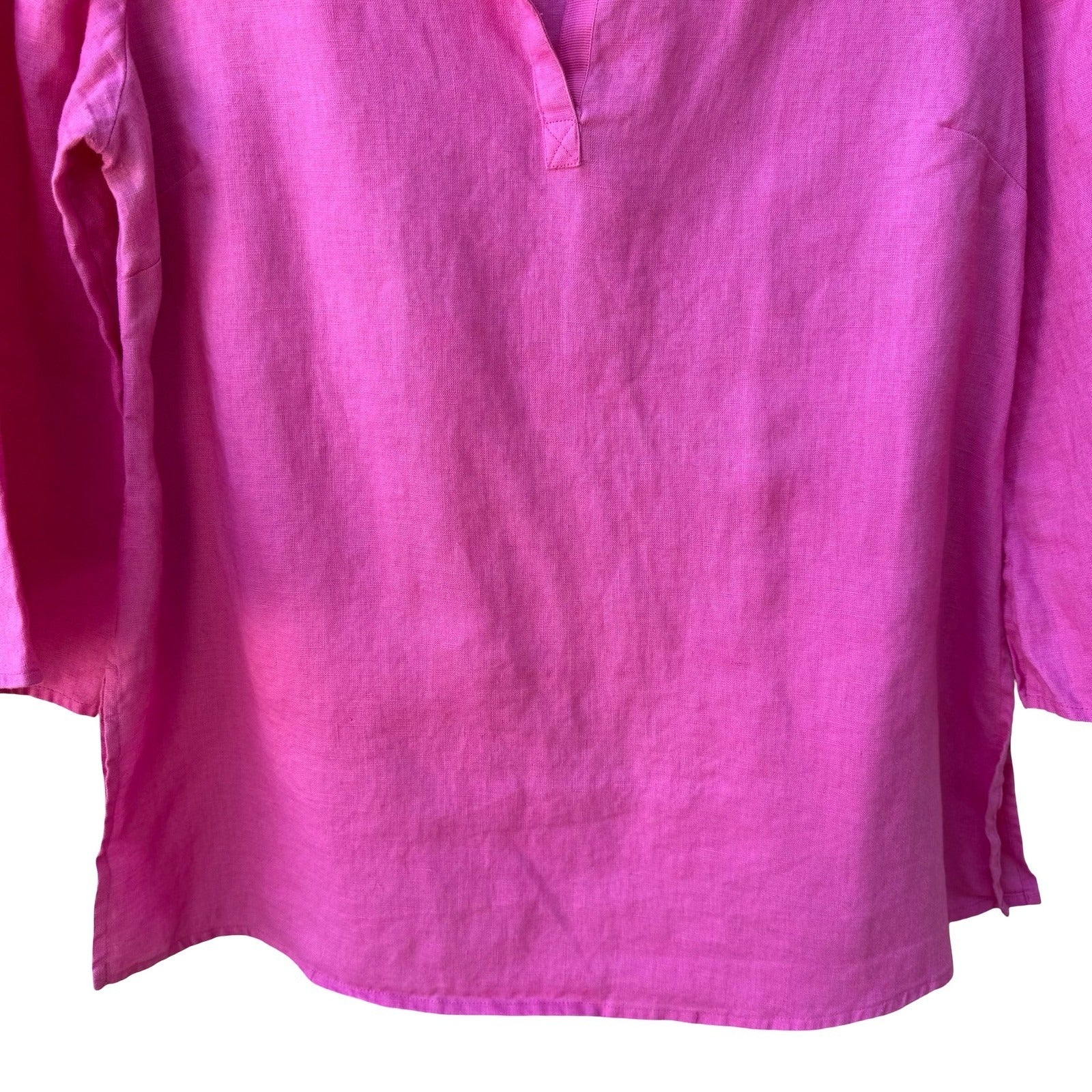 Saint Tropez West 100% Linen Coastal Minimalist Breathable Tunic Blouse Pink 4