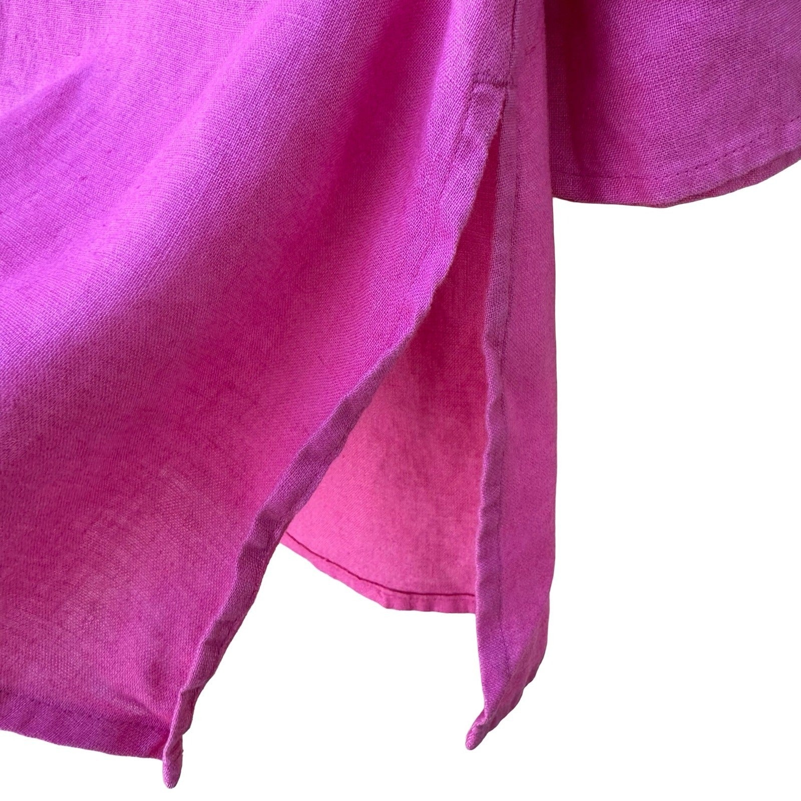 Saint Tropez West 100% Linen Coastal Minimalist Breathable Tunic Blouse Pink 4