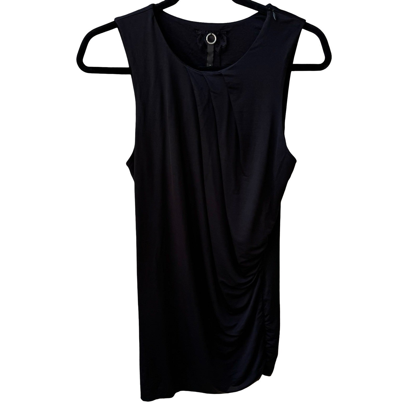Poleci Y2K Minimalist Lagenlook Draped Ruched Sleeveless Scoop Neck Blouse S
