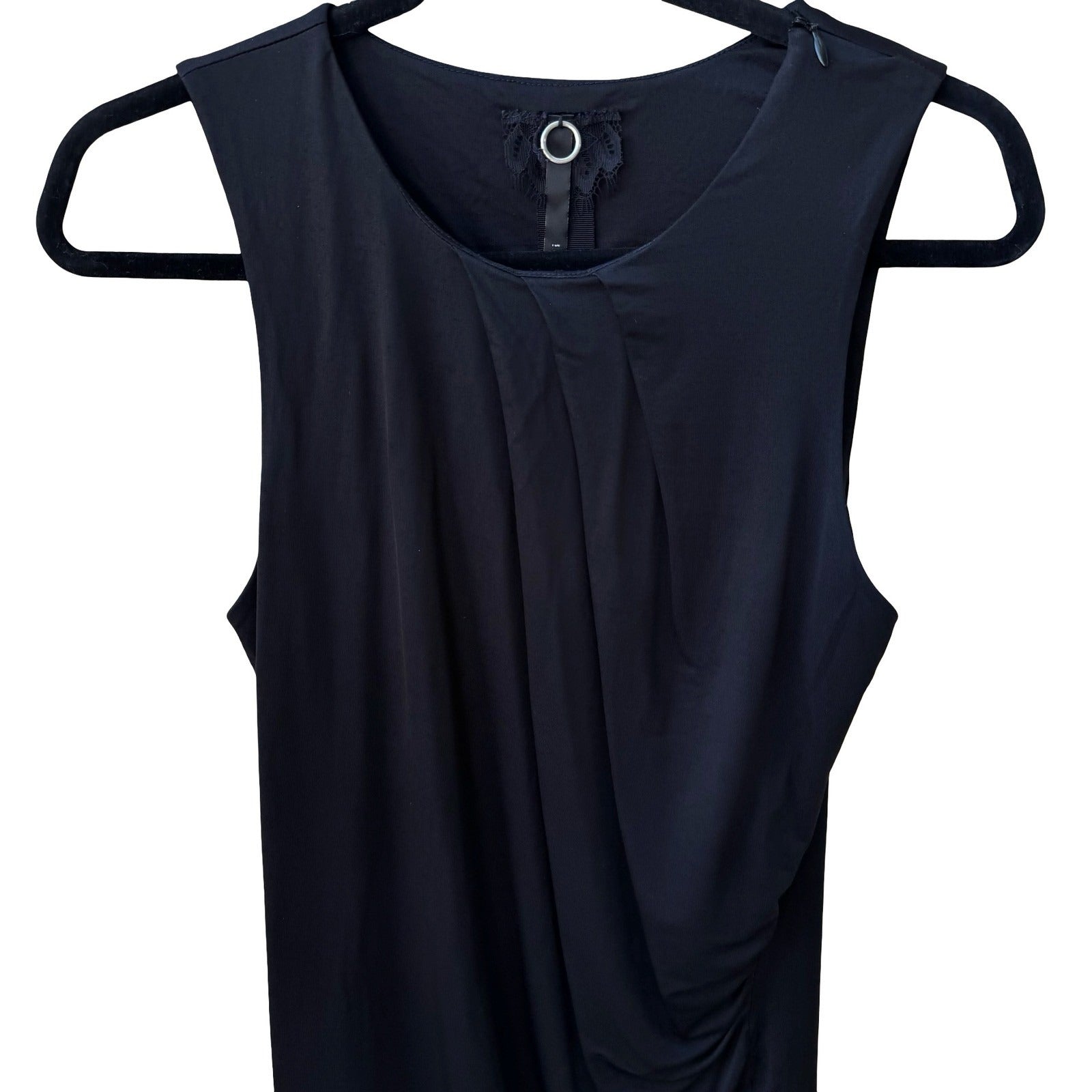 Poleci Y2K Minimalist Lagenlook Draped Ruched Sleeveless Scoop Neck Blouse S