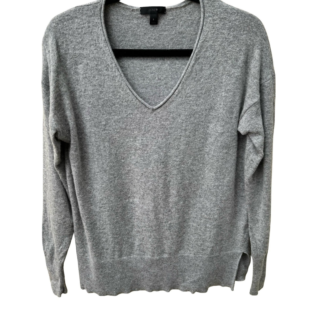 J.Crew Wool Blend Minimalist Quiet Luxury Preppy V-Neck Sweater Gray Womens S