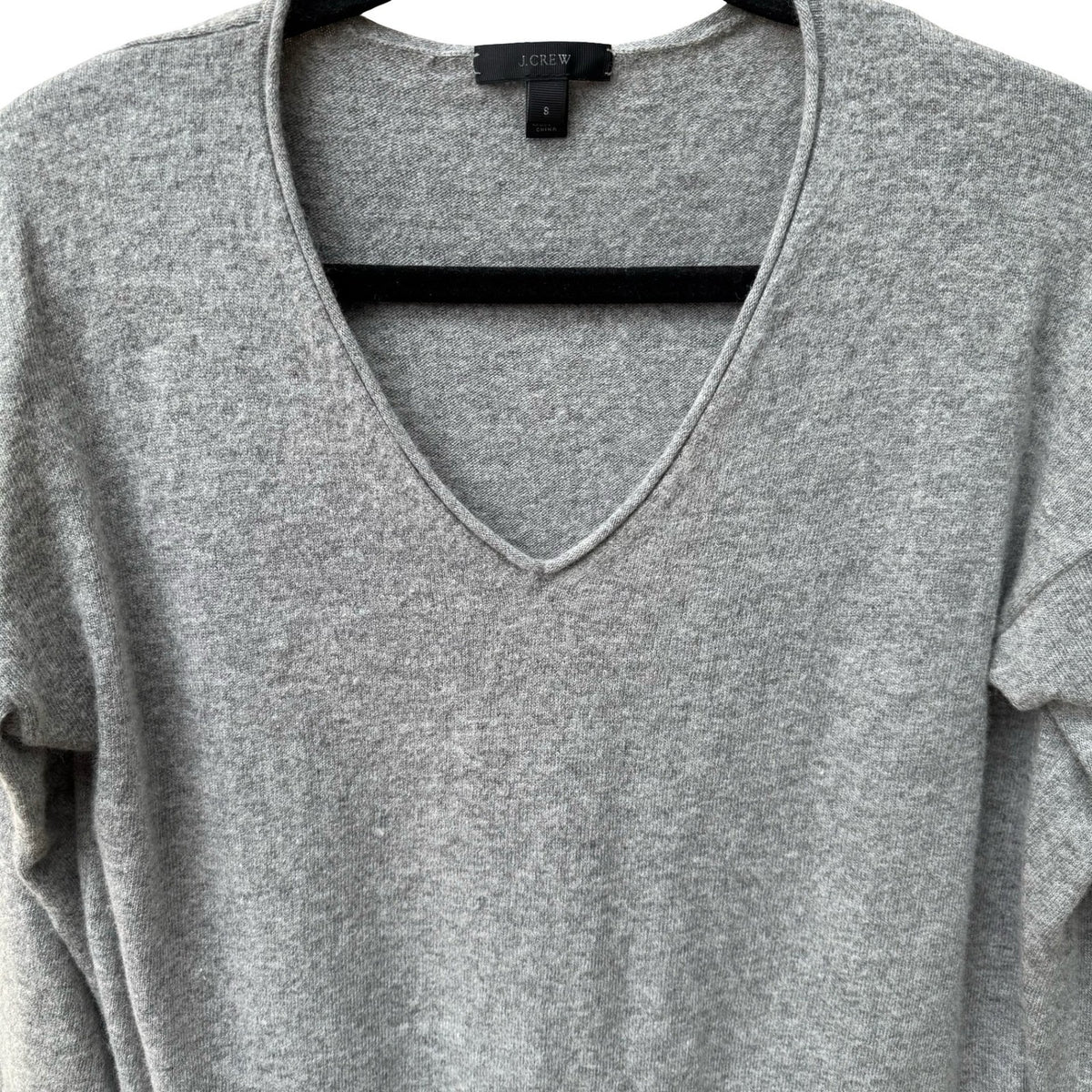 J.Crew Wool Blend Minimalist Quiet Luxury Preppy V-Neck Sweater Gray Womens S