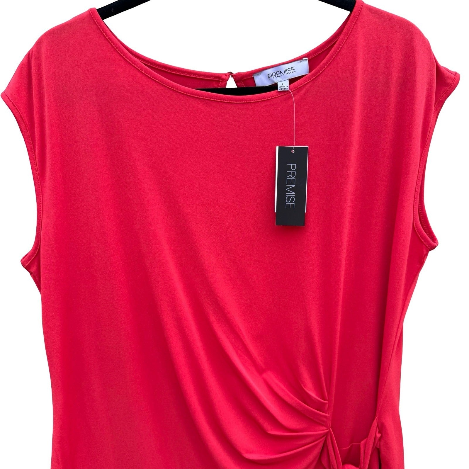 Premise Tuscan Villa Garden Red Draped Side Tie Sleeveless Top Size L NEW Office