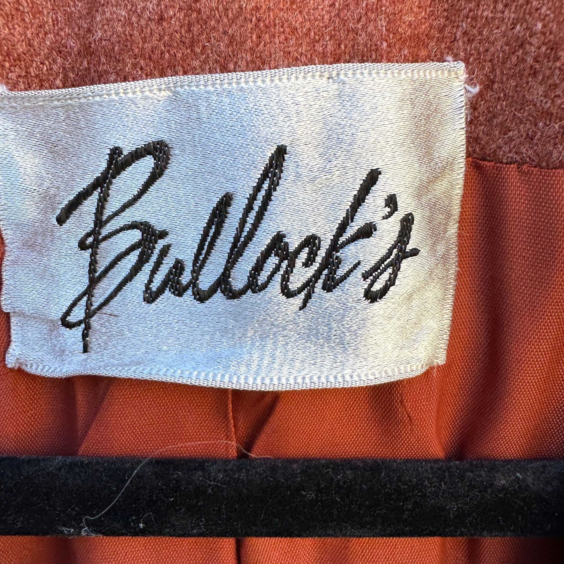 Mayfair of California Bullocks Vintage 50s 60s Rust Brown Wool Blazer Skirt Set