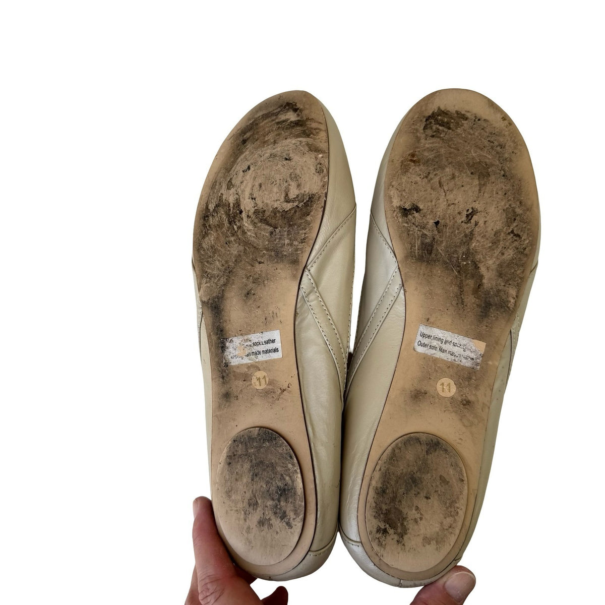 J. Jill Leather Minimalist Round Toe Minimalist Ballet Flats Beige Womens 11