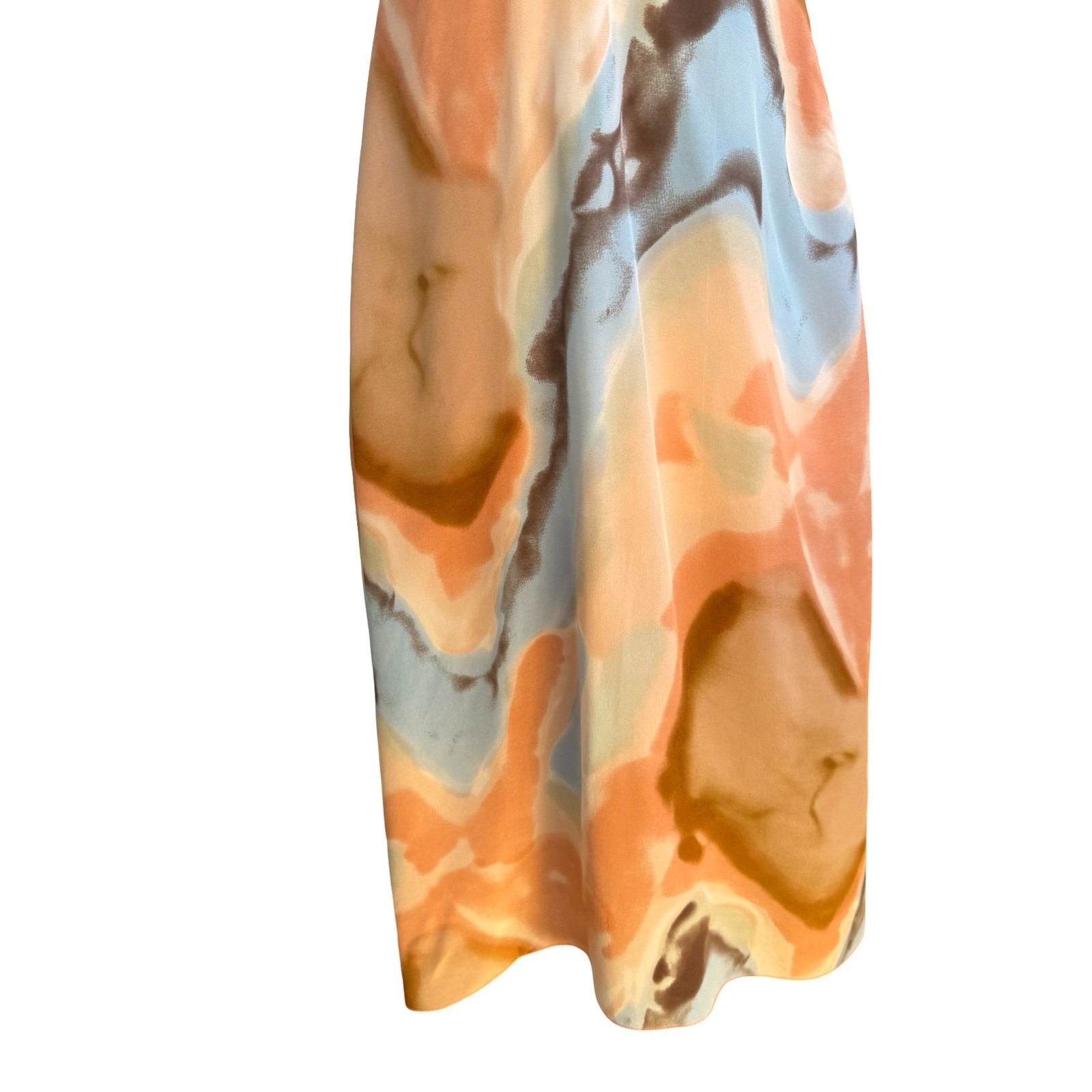 Iron Y2K Boho Resortwear Watercolor Halter Midi Dress Metal Embellished Bodice S