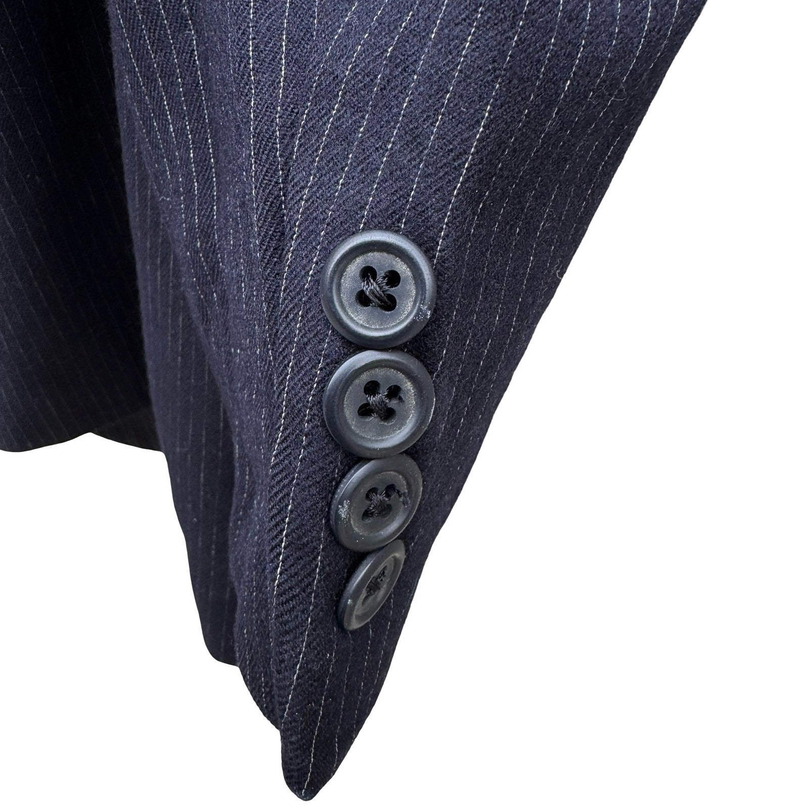 Hart Schaffner Marx Vintage Silver Trumpeter Navy Pinstripe Wool Blazer Mens 38R