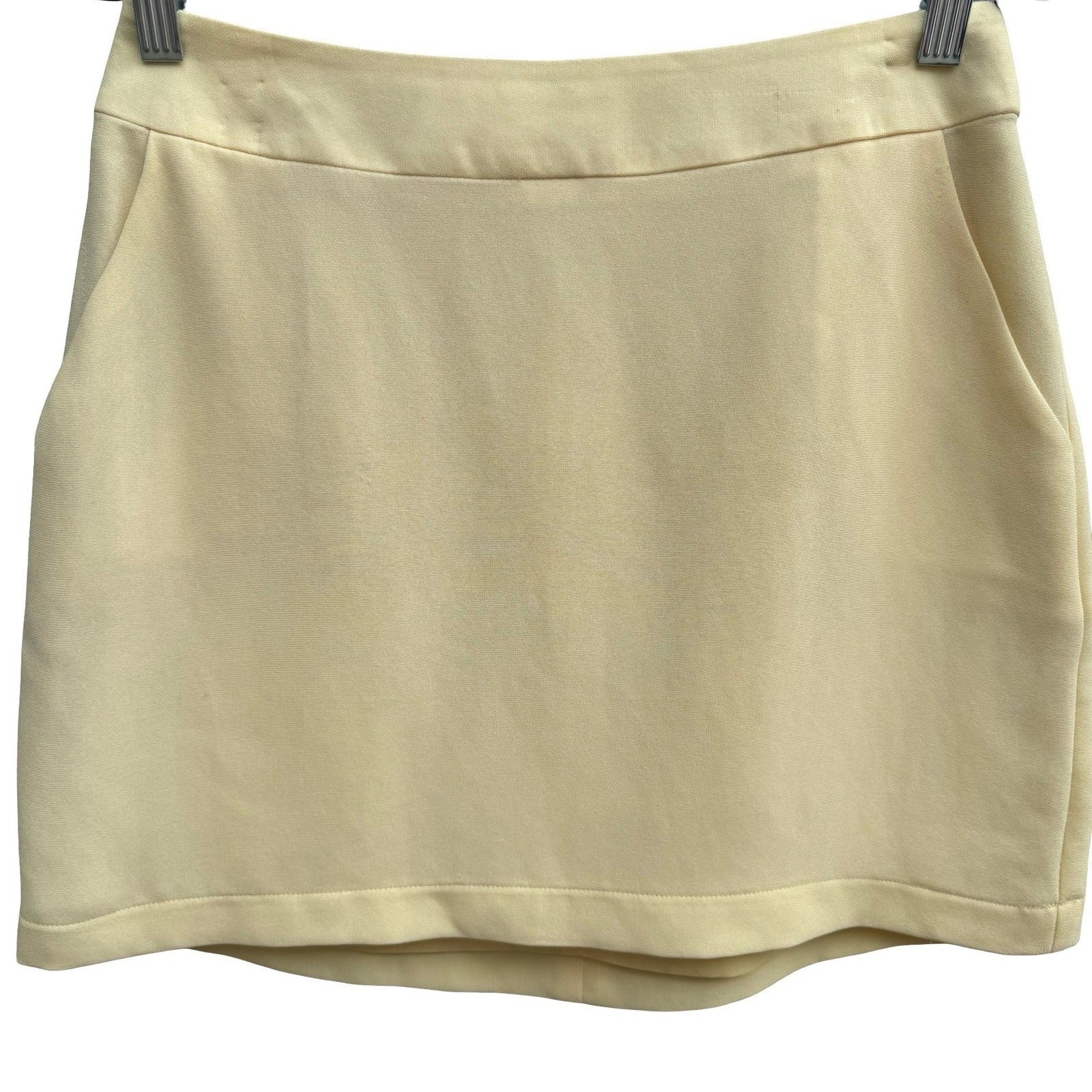 BCBG Max Azria Vintage Y2K 90s Butter Yellow Mini Skirt 8 Minimalist Preppy