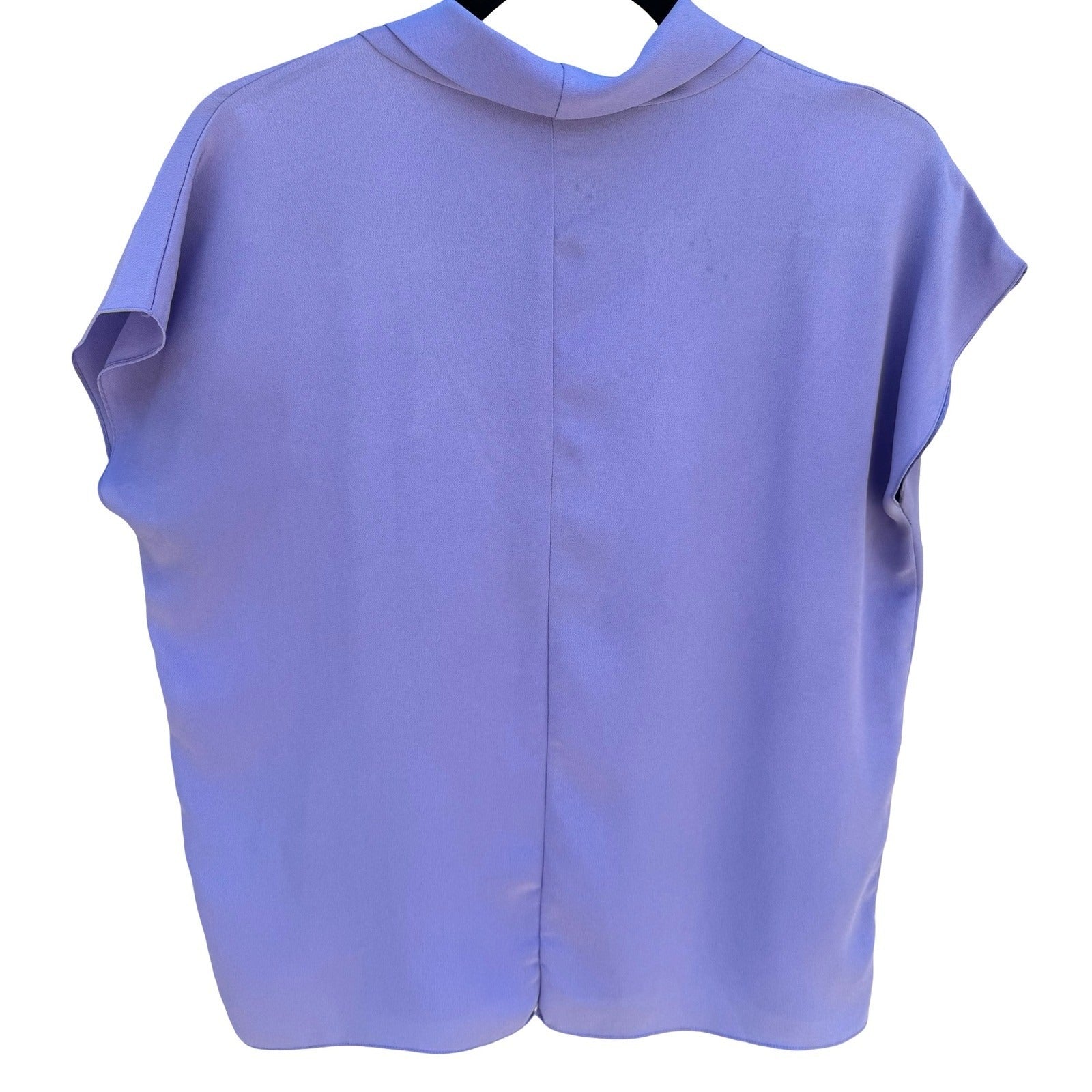 Periwinkle Purple Cowl Neck Blouse Cap Sleeve Relaxed Fit Crepe Top Minimalist