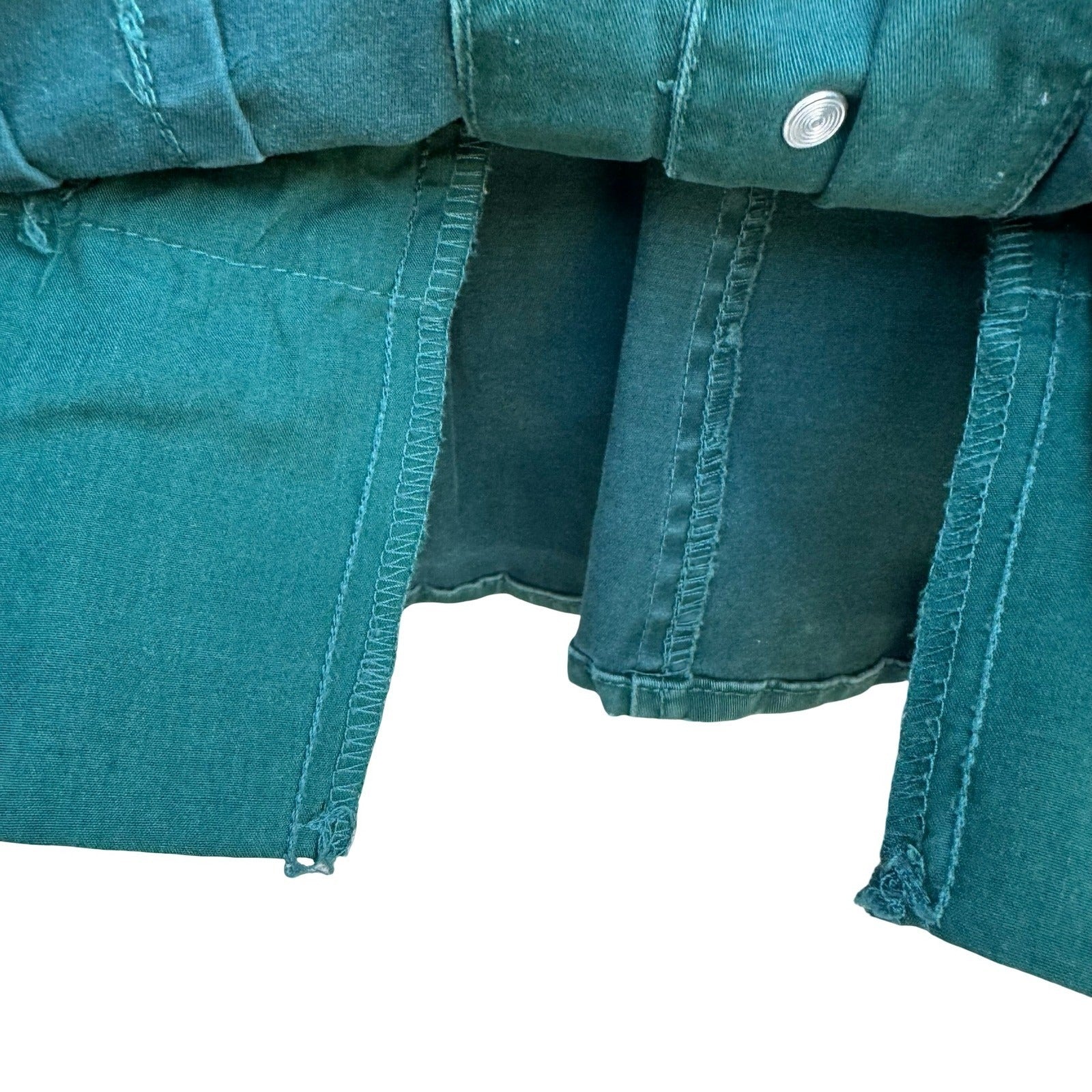 Bandolino Blu Womens Green Utility Jacket Mock Neck Pleated Peplum M Military