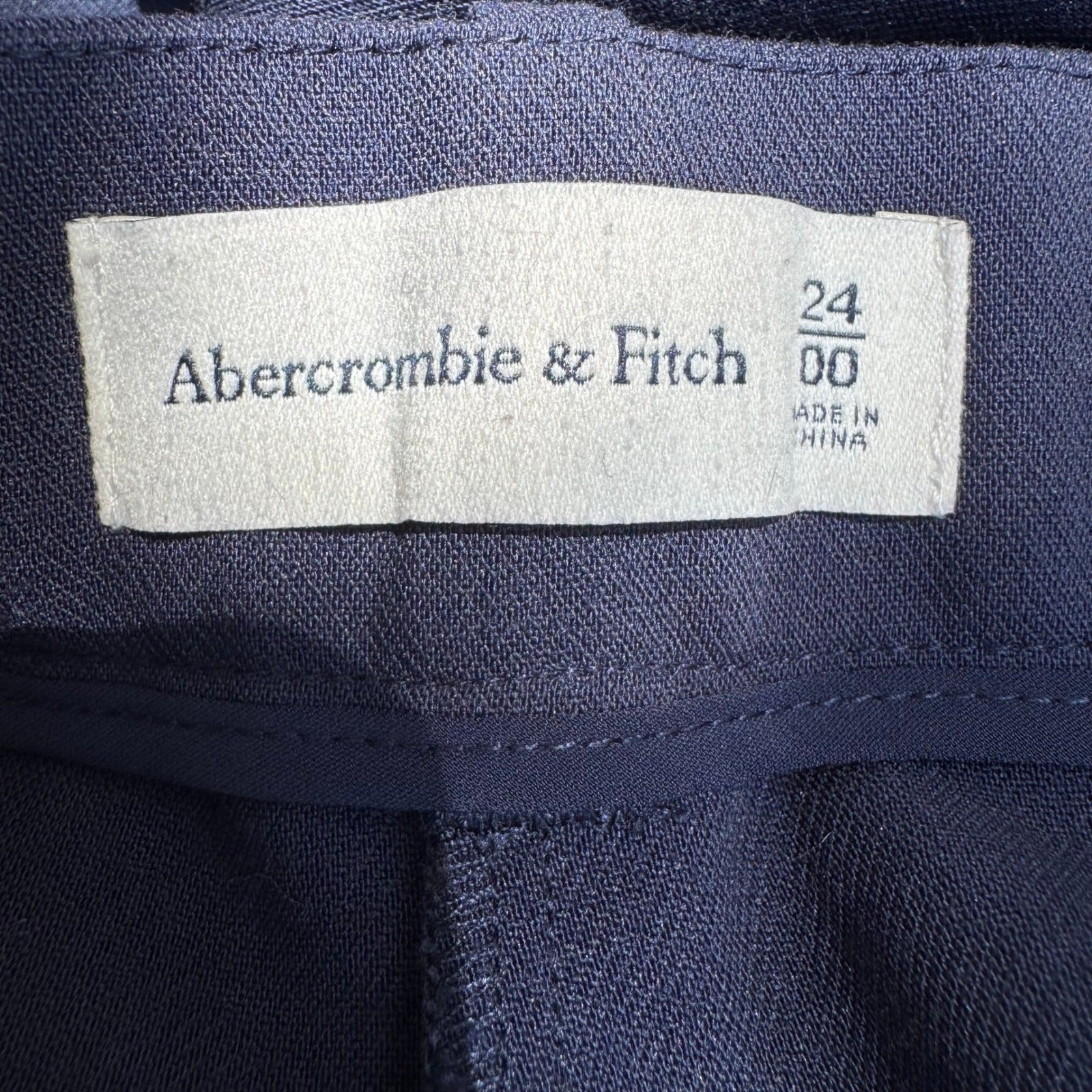 Abercrombie & Fitch Sloane Tailored Pants Wide Leg Pleated High Waisted Navy 0