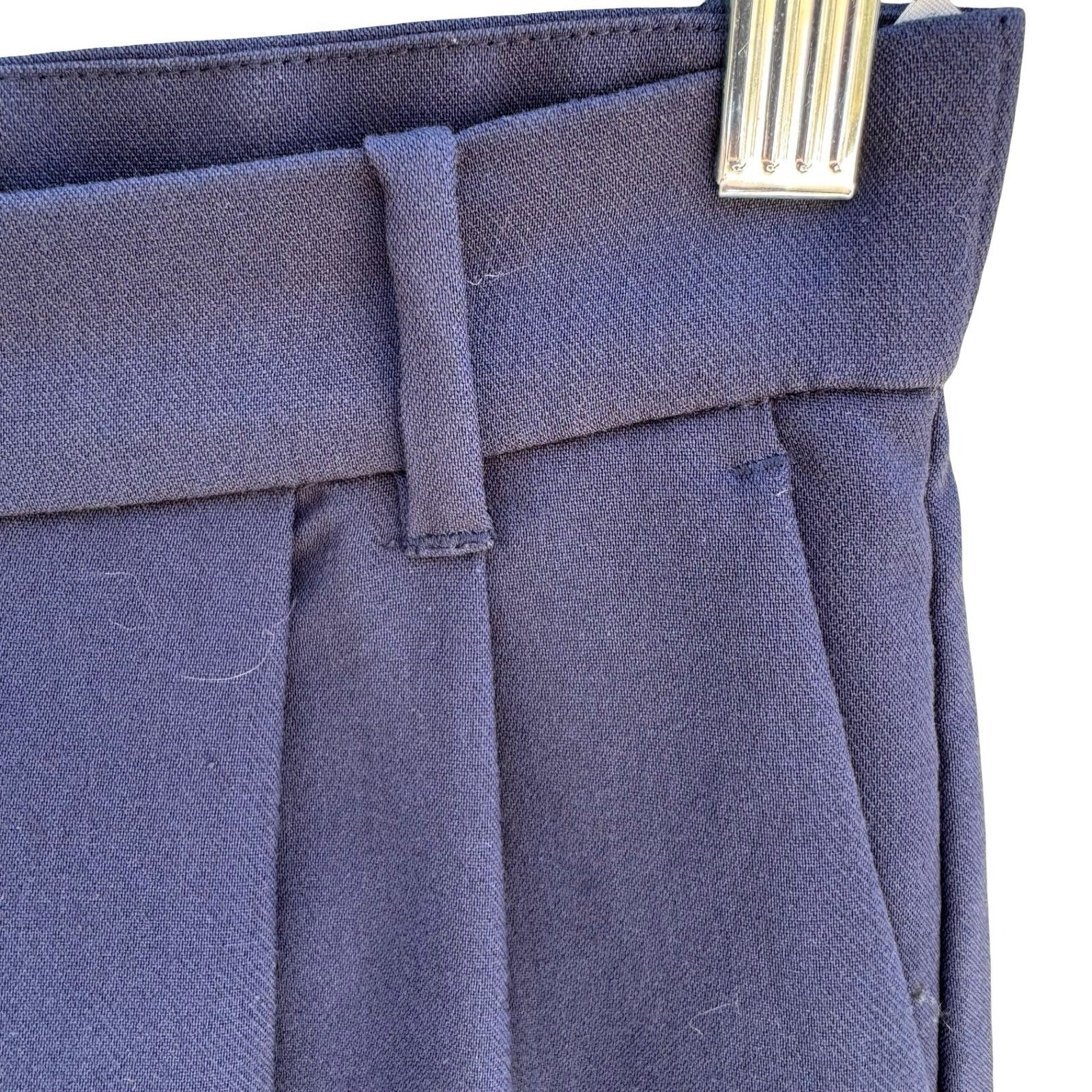 Abercrombie & Fitch Sloane Tailored Pants Wide Leg Pleated High Waisted Navy 0