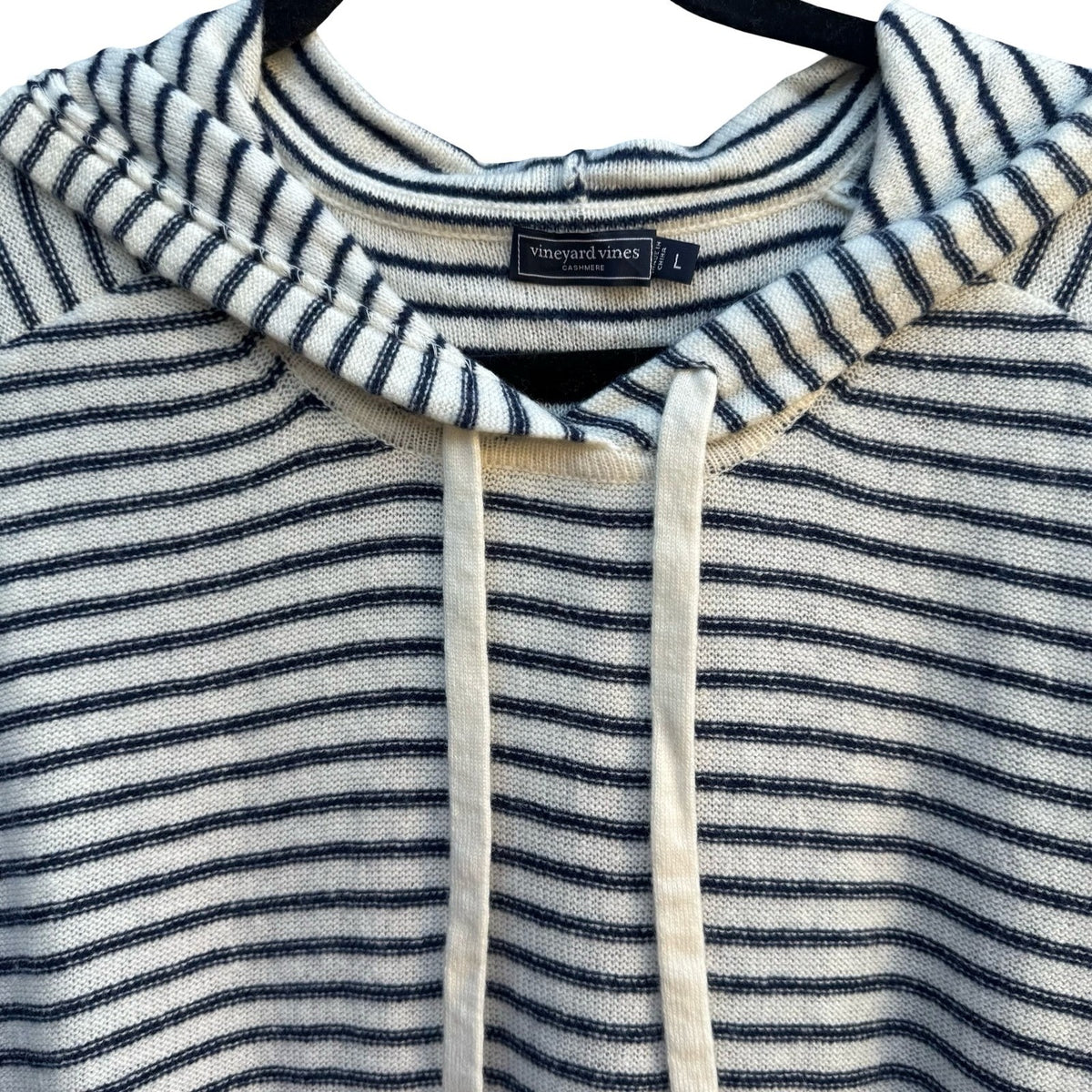 Vineyard Vines Cashmere Coastal Nautical Preppy Beachy Striped Pullover Hoodie L