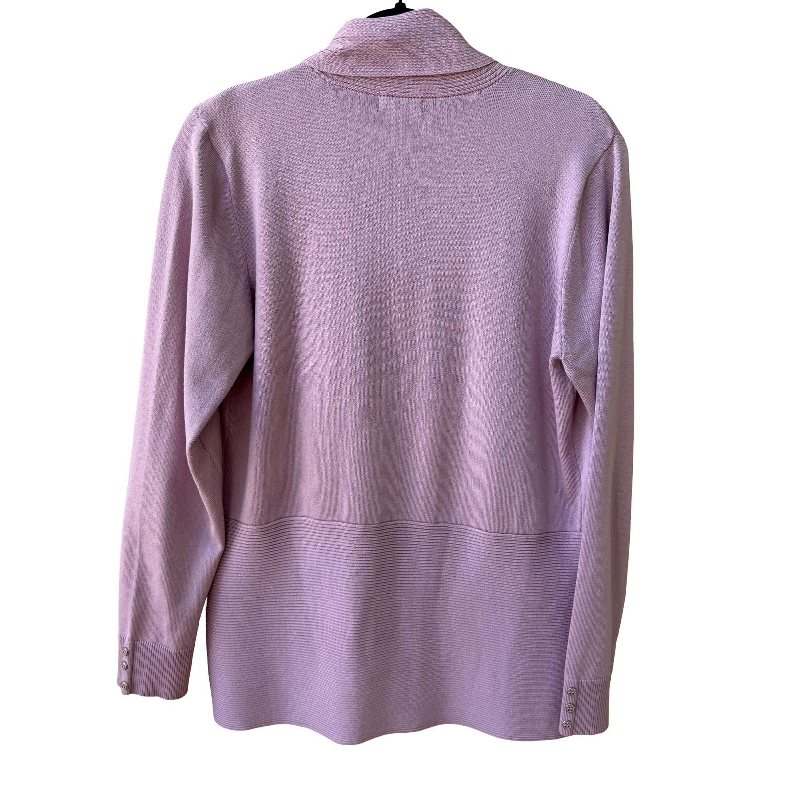 Verve Ami Minimalist Open Front Shawl Collar Cardigan Sweater Pastel Lilac L NEW