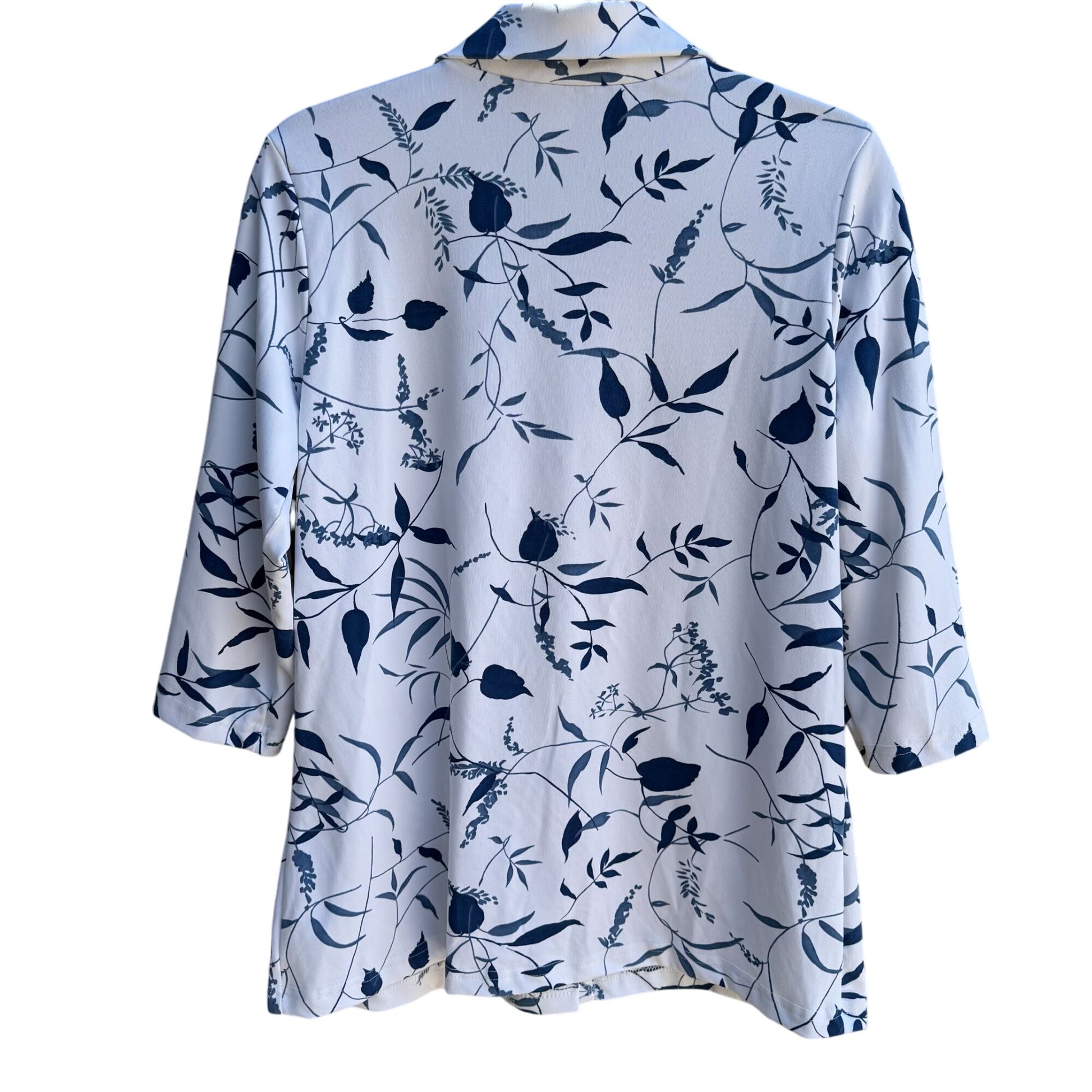 Carolyn Strauss Collection Womens Floral Print 3/4 Sleeve Button-Up Blouse M