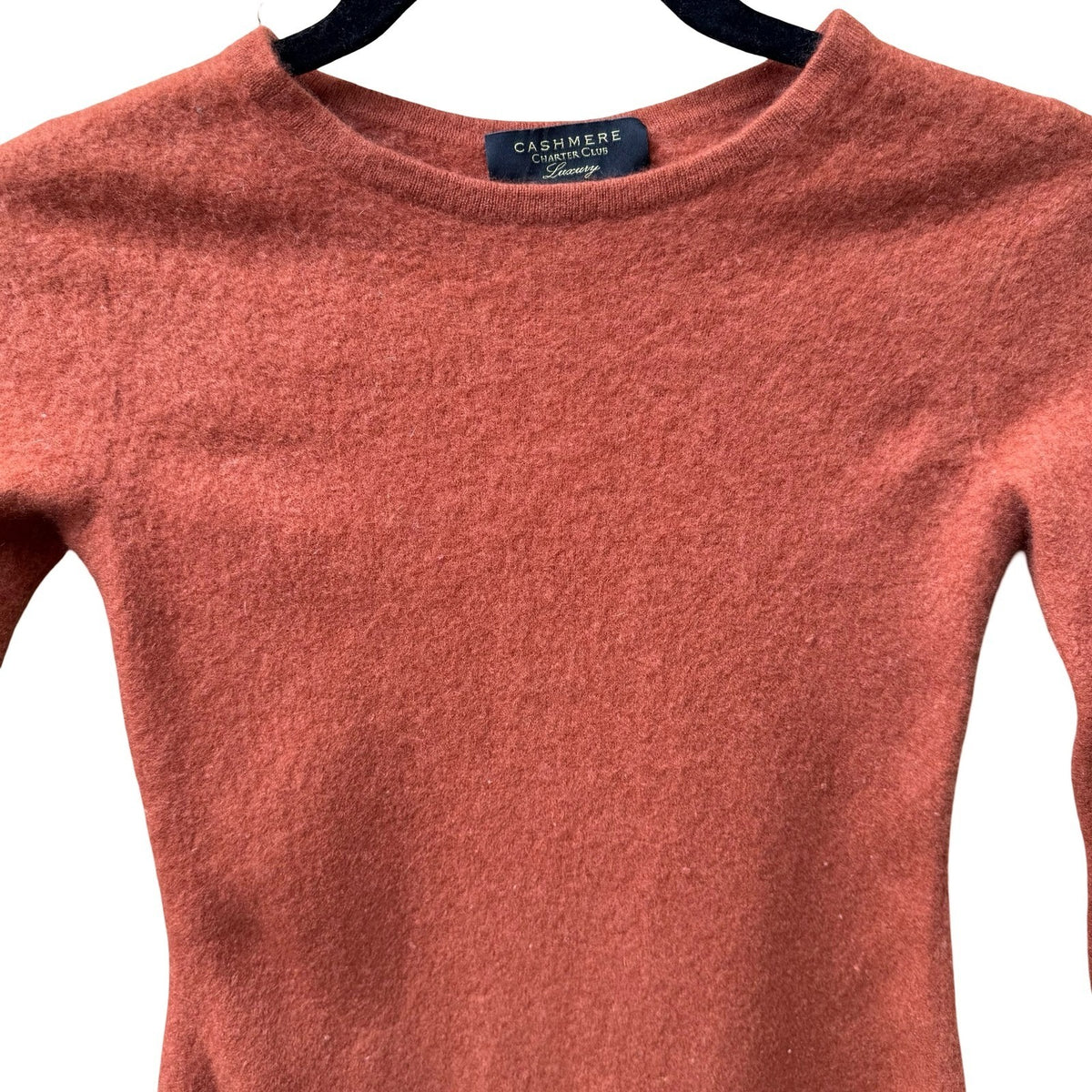 Charter Club Luxury 100% Cashmere Minimalist Old Money Preppy Sweater Orange XS