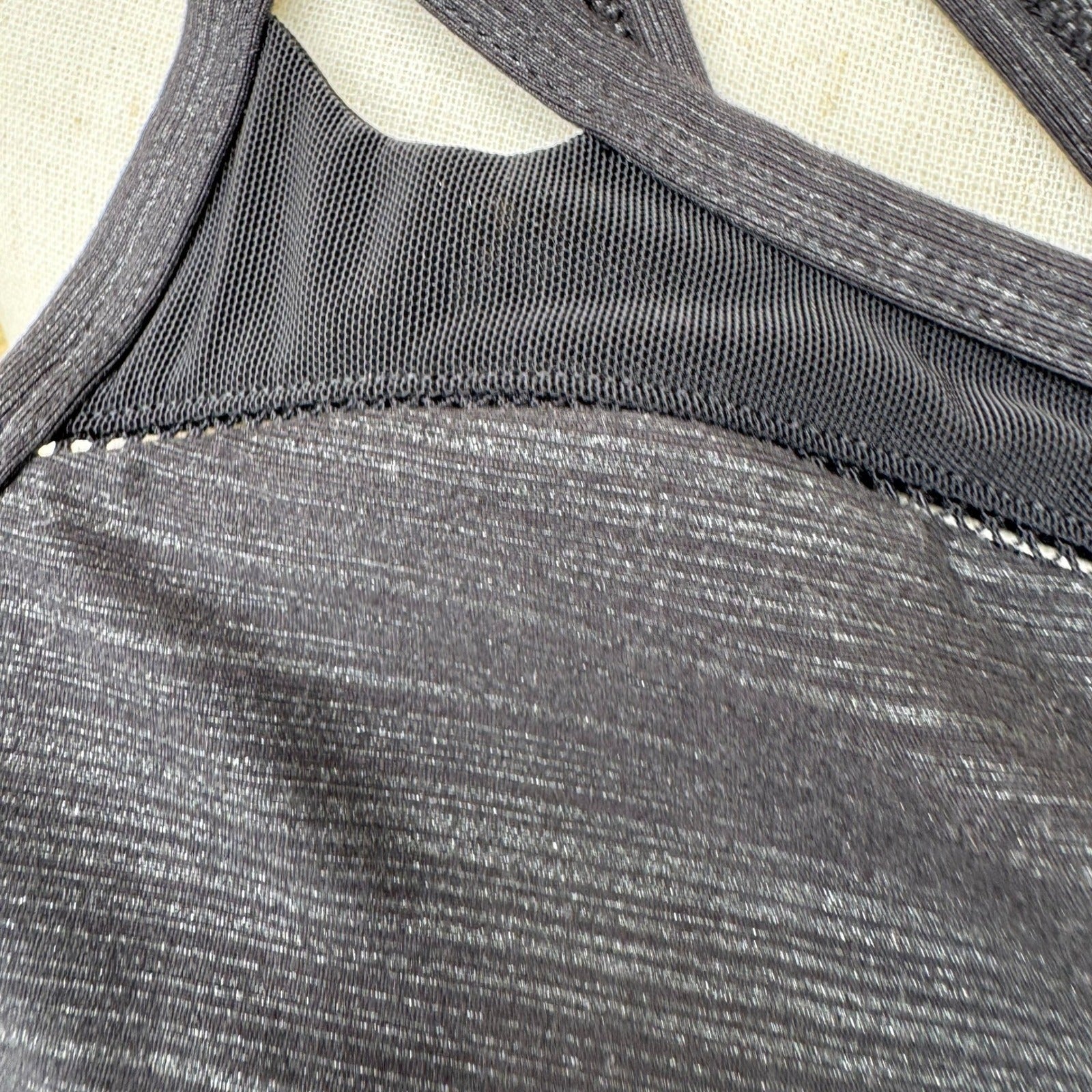 Zobha Activewear Gym Asymmetrical One Shoulder Sports Bra Charcoal Space Dye S