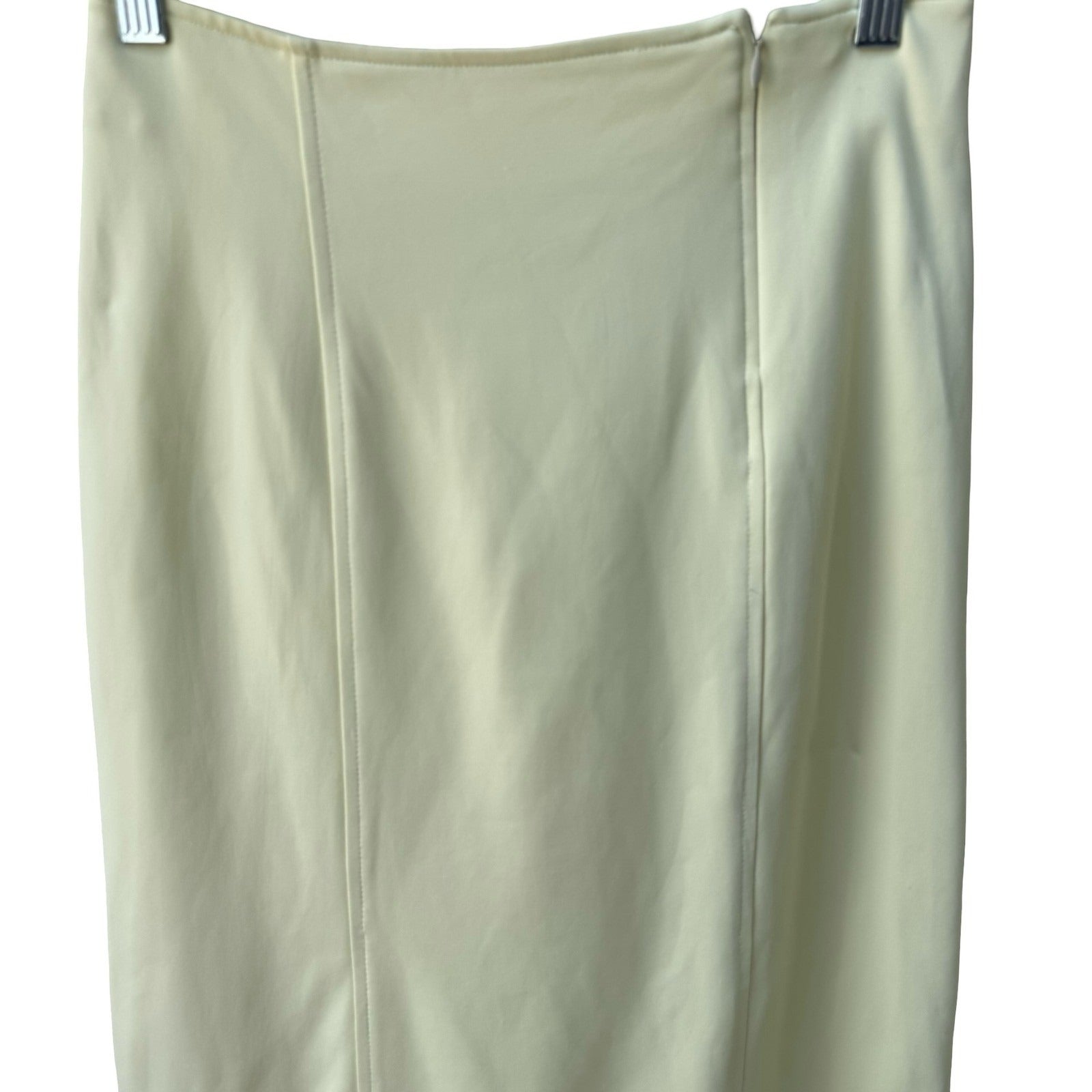 BCBG Max Azria Y2K 90s Butter Yellow Minimalist Seamed Bodycon Pencil Skirt 4