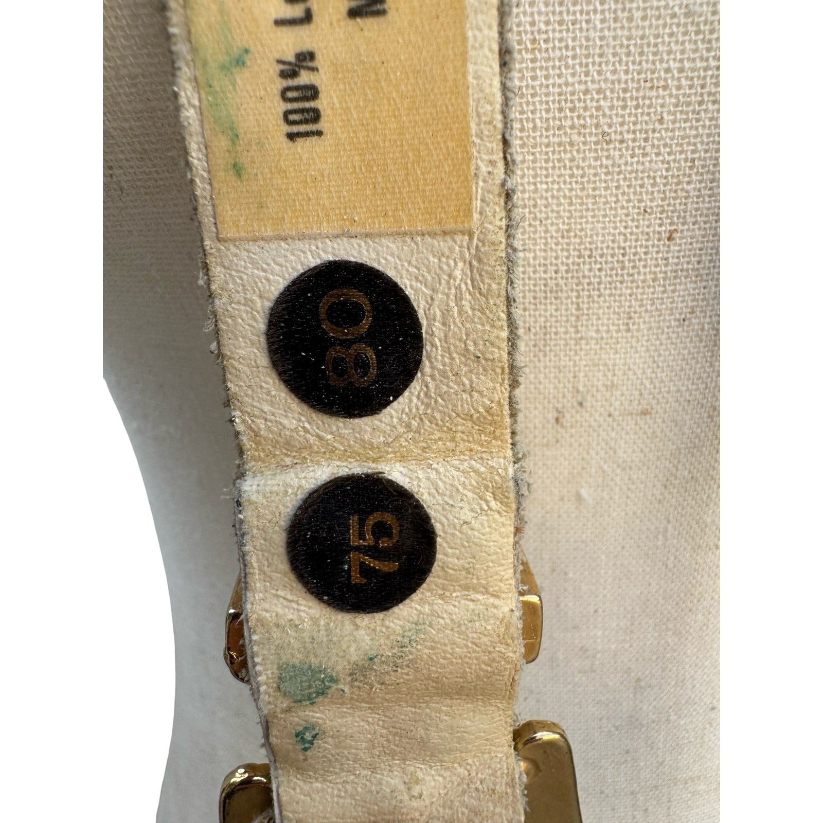 Lily Farouche Munich Vintage White Leather Studded Buffalo Nickel Western Belt