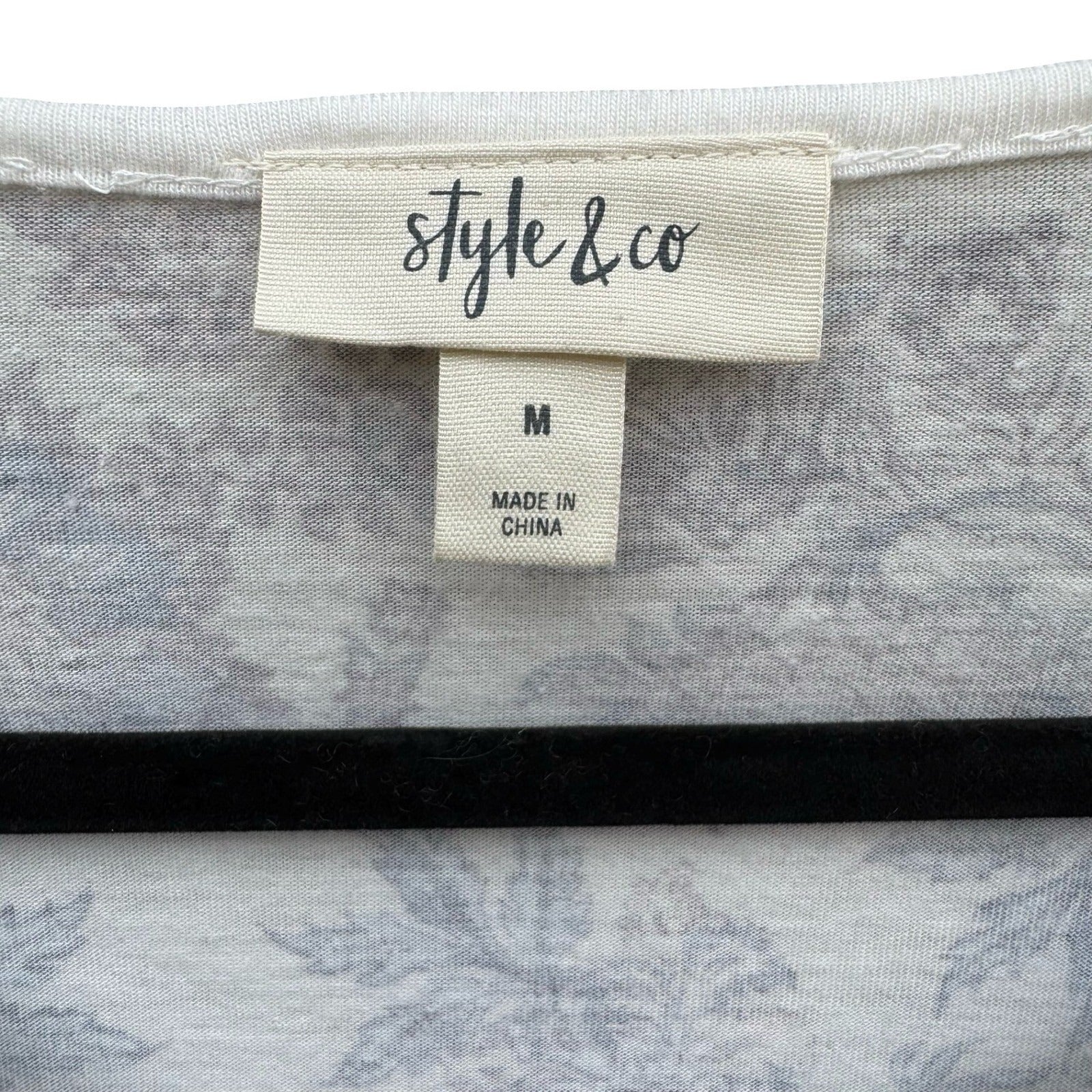 Style & Co Boho Feminine Garden Floral Paisley Bell Sleeve Peasant Blouse Top M
