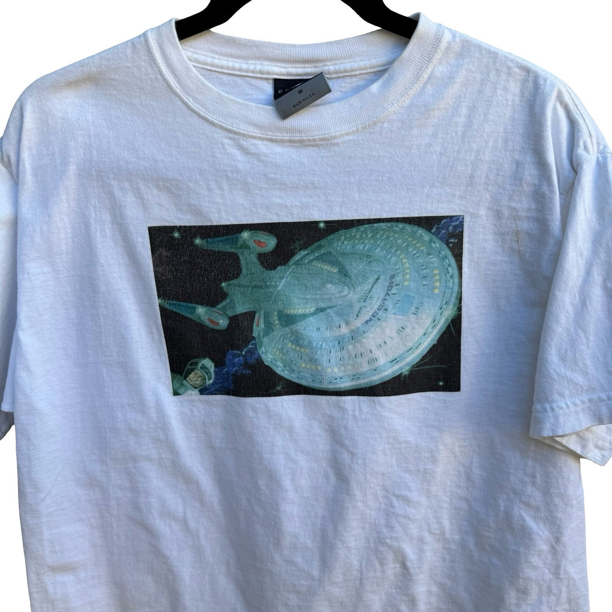 Cheetah Vintage 90s Star Trek USS Enterprise NCC-1701-E Graphic Nerd Tee White M