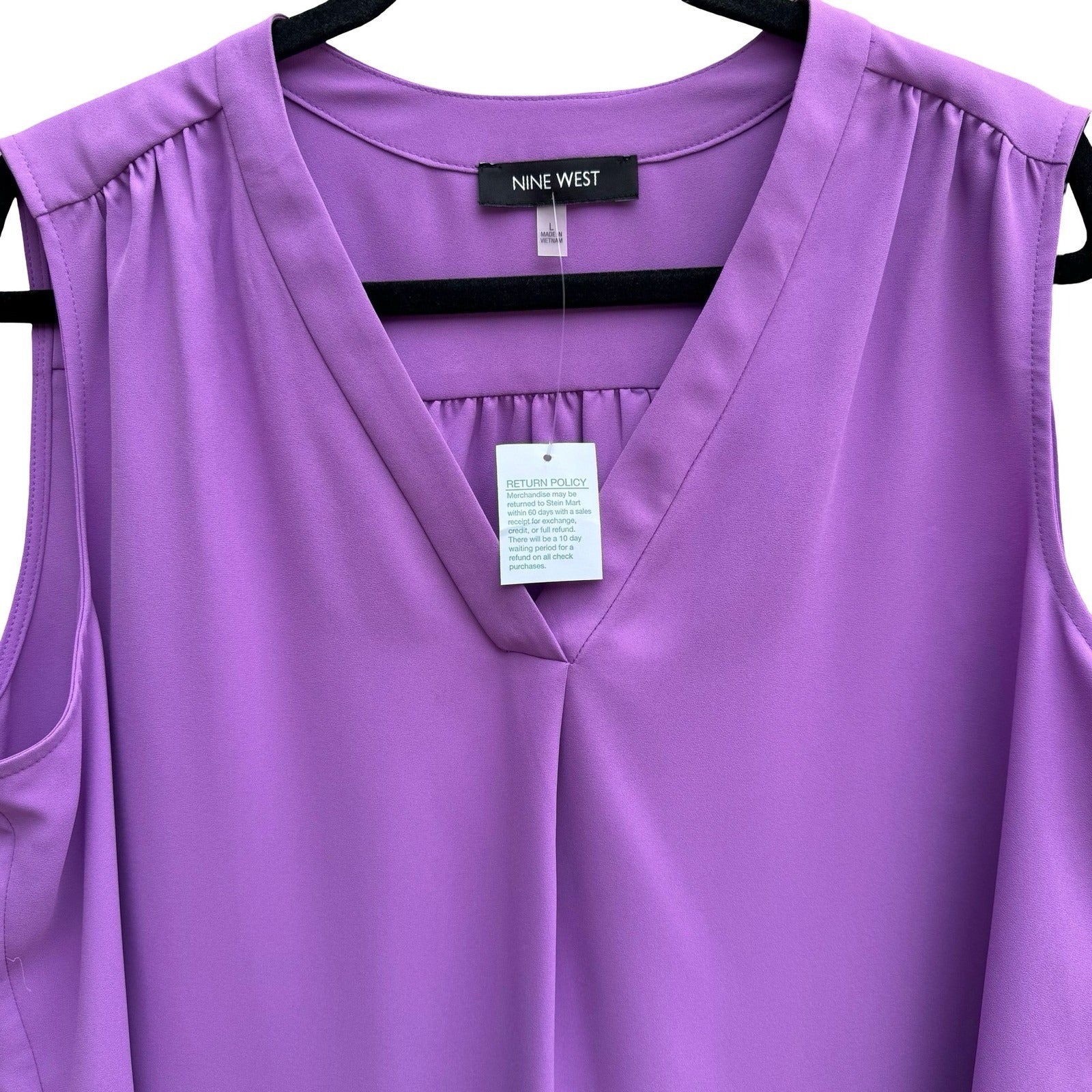 Nine West Monet Garden Dewberry Purple Sleeveless V-Neck Blouse L NEW Layering